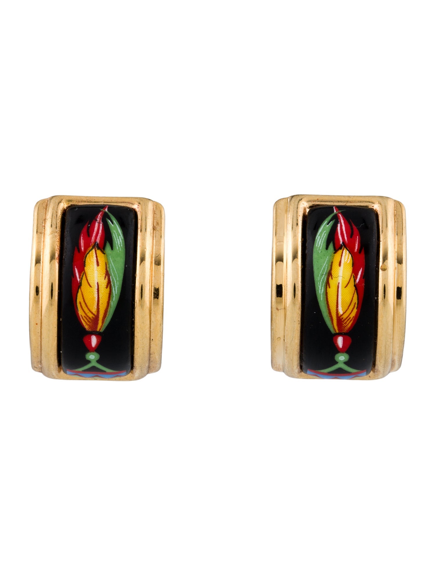 Hermès Vintage Enamel Clip-On Earrings