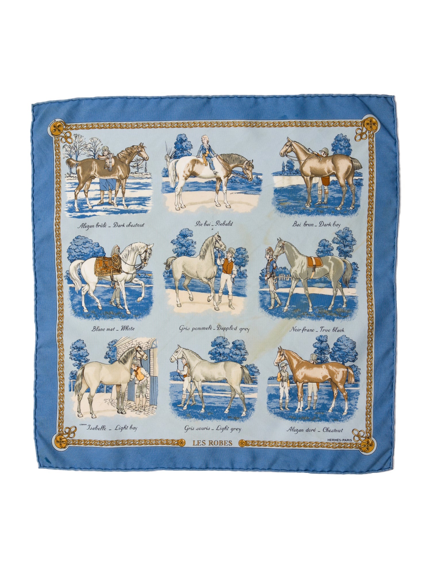 Hermès Les Robes Pocket Square Silk Scarf