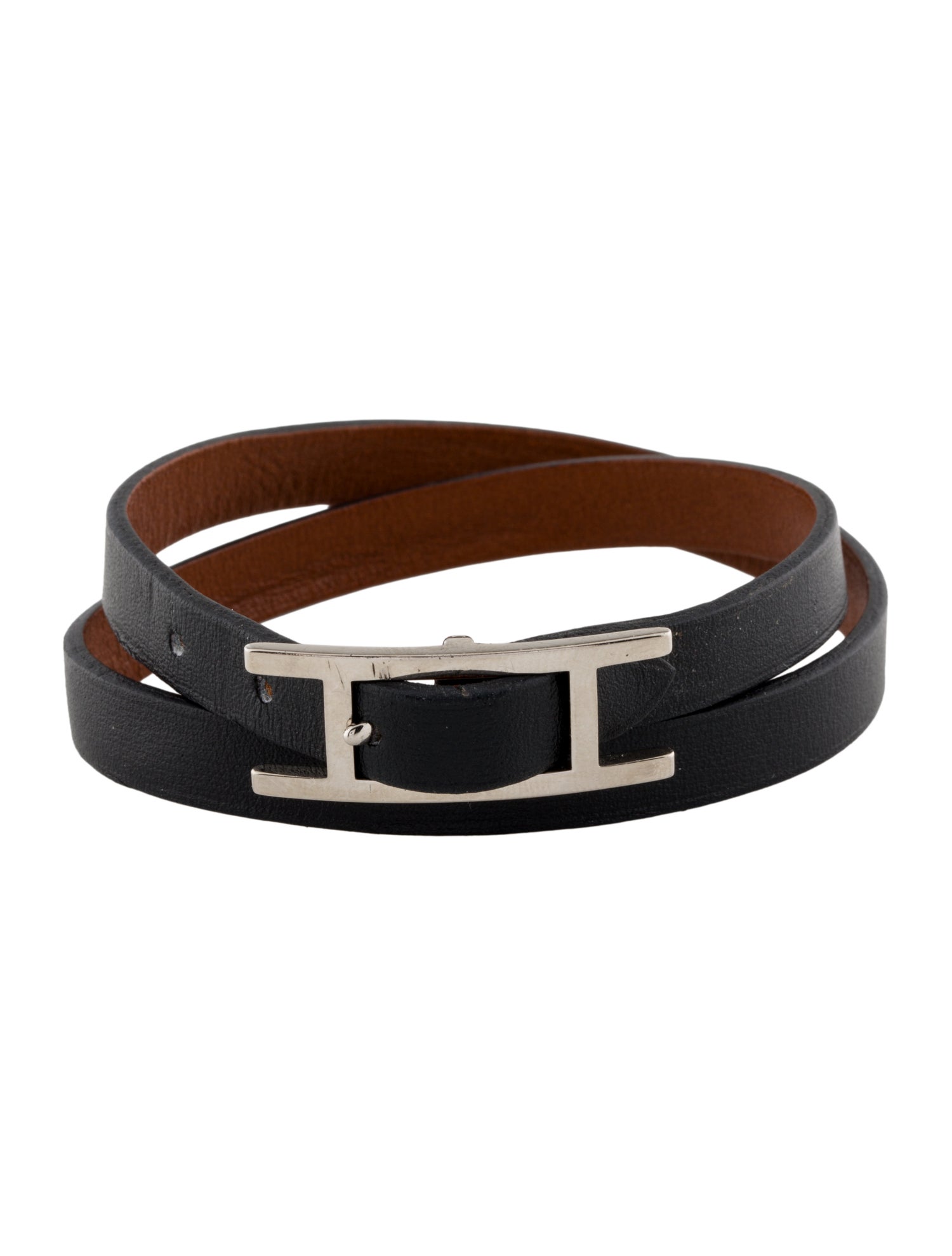 Hermès Leather Behapi Double Tour Bracelet