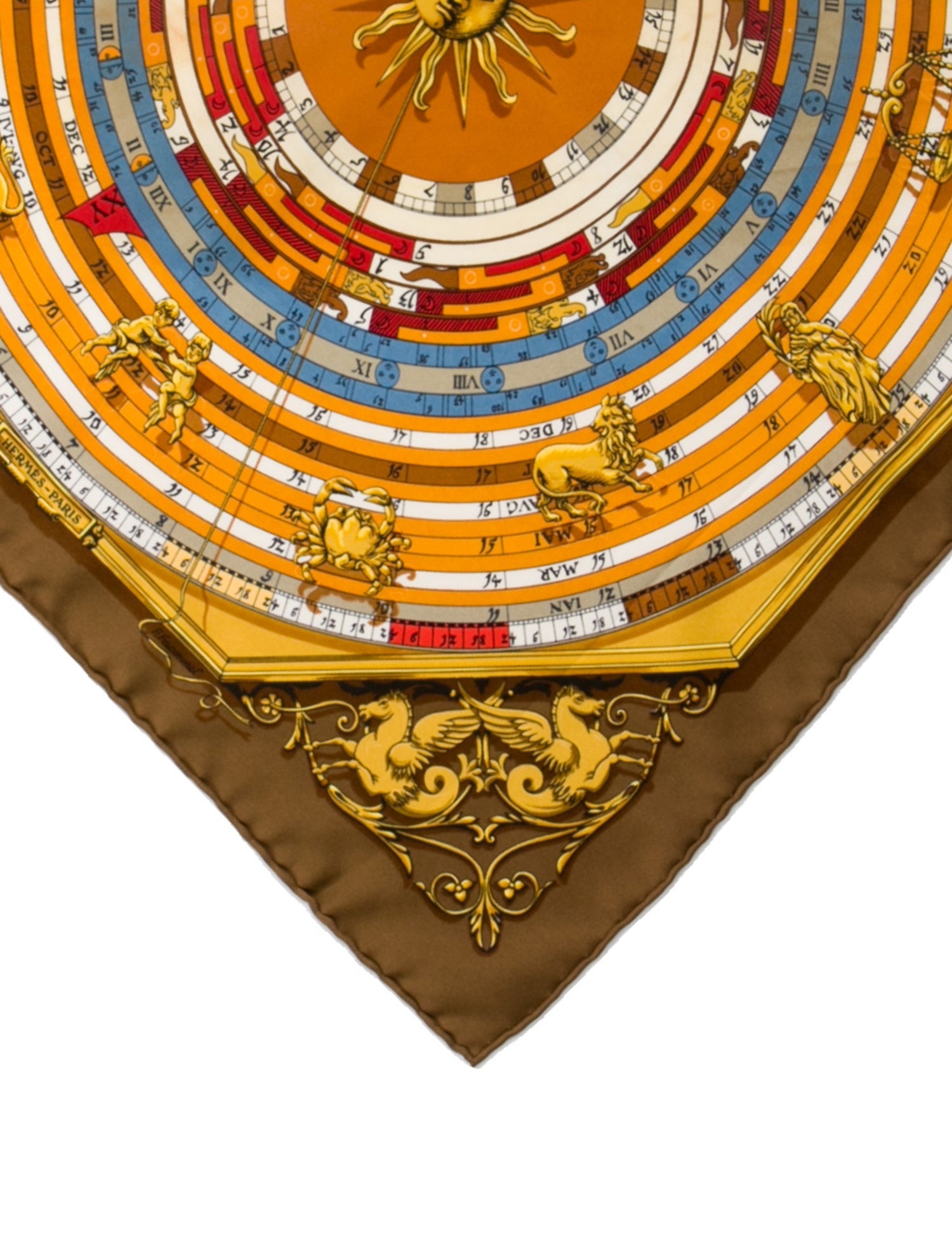 Hermès Dies Et Hore Pocket Square Silk Scarf