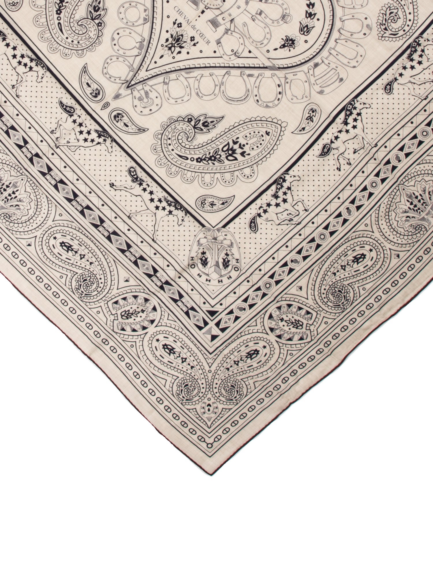 Hermès Cheval de Coeur Bandana Cashmere Shawl w/ Tags