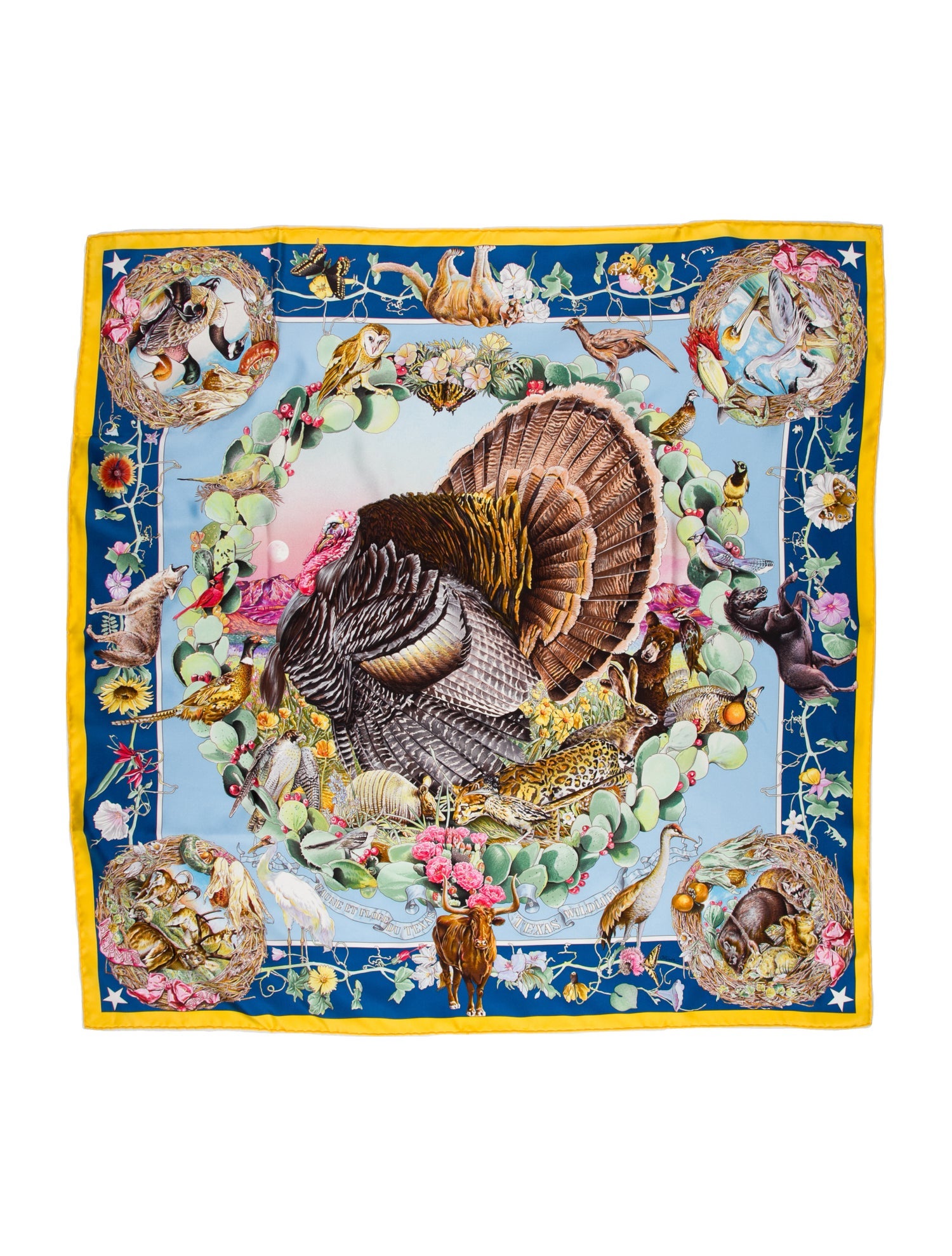 Hermès Faune Et Flore du Texas Wildlife Silk Scarf w/ Tags