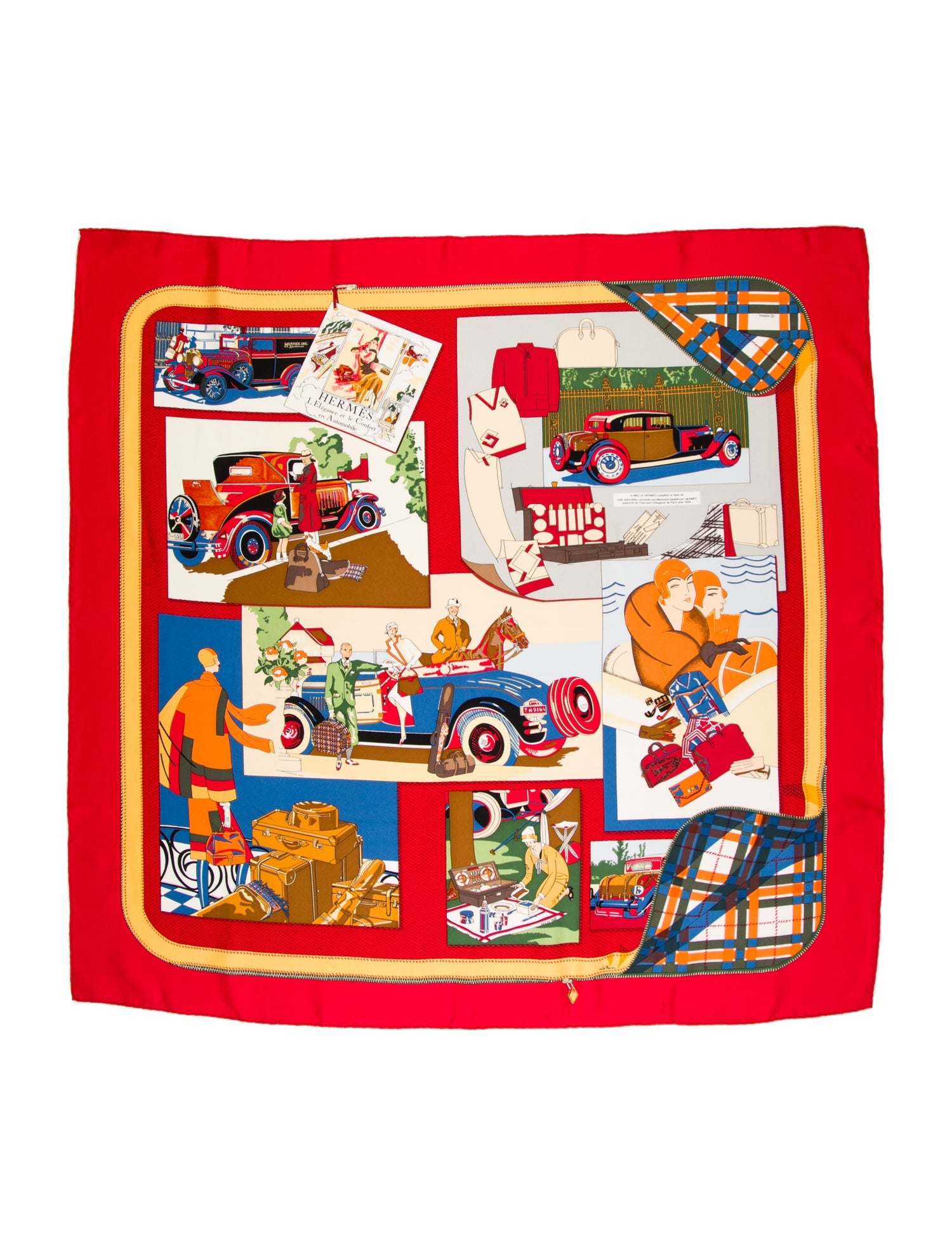 Hermès L Elégance et le Confort en Automobile Silk Scarf