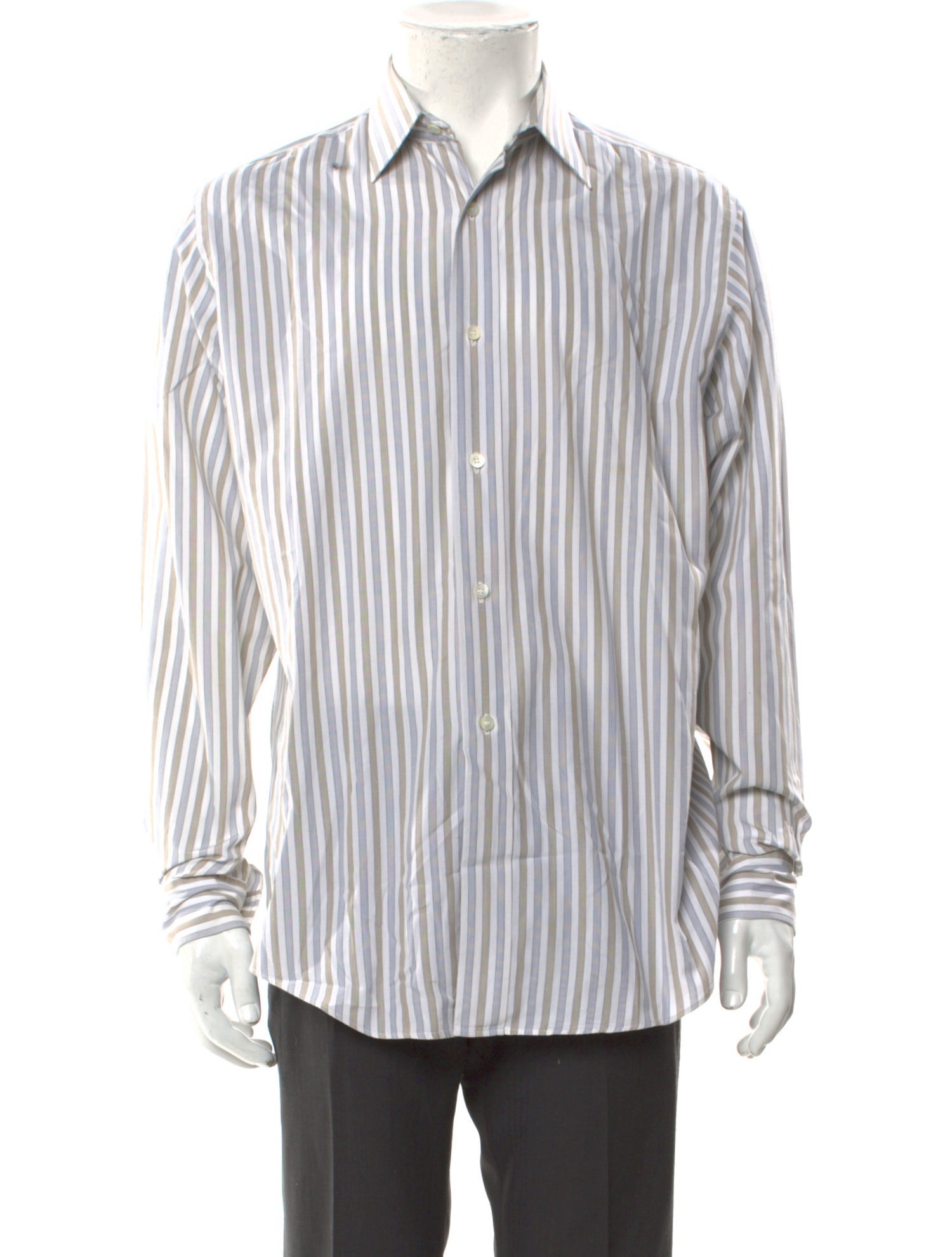 Hermès Striped Long Sleeve Dress Shirt