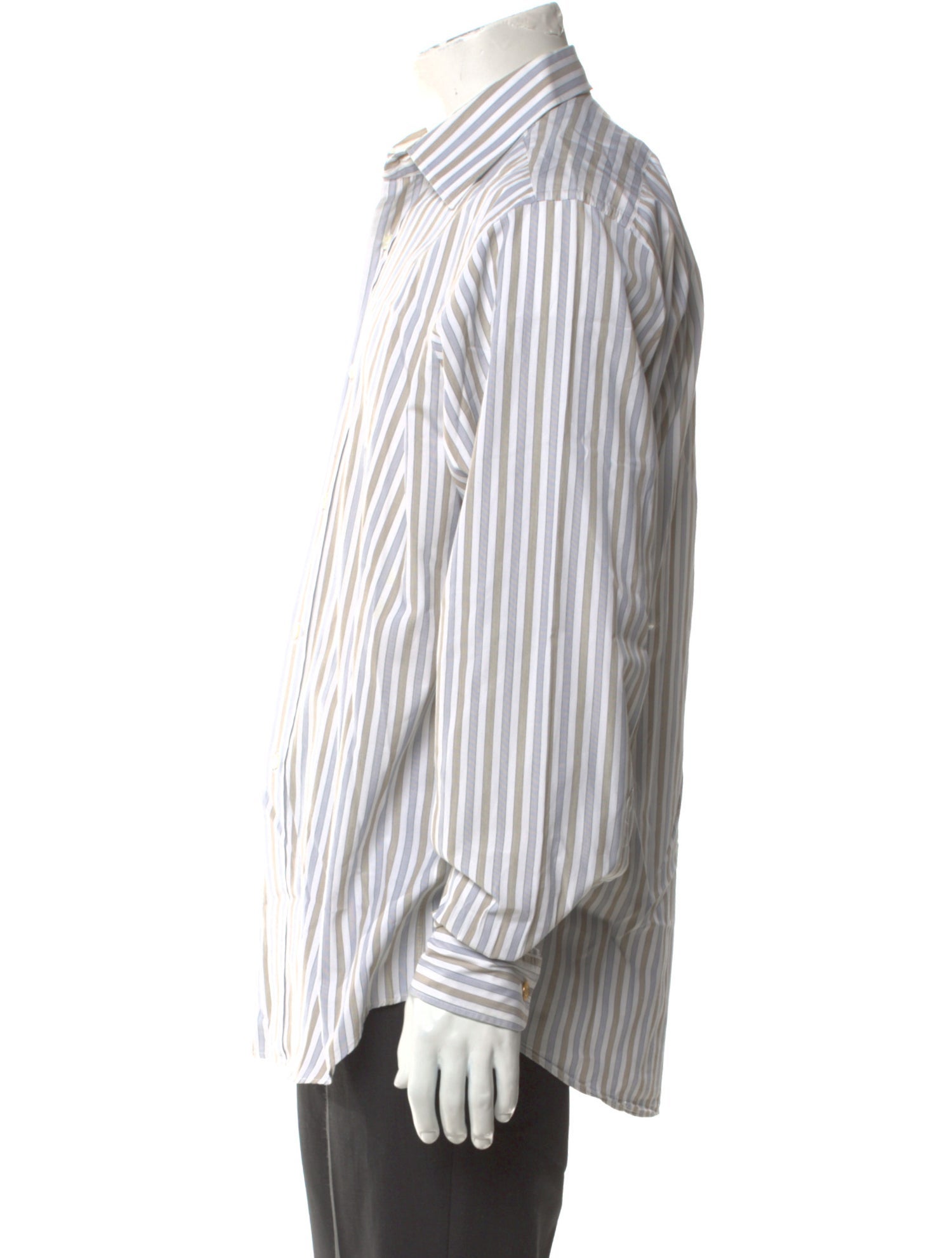 Hermès Striped Long Sleeve Dress Shirt