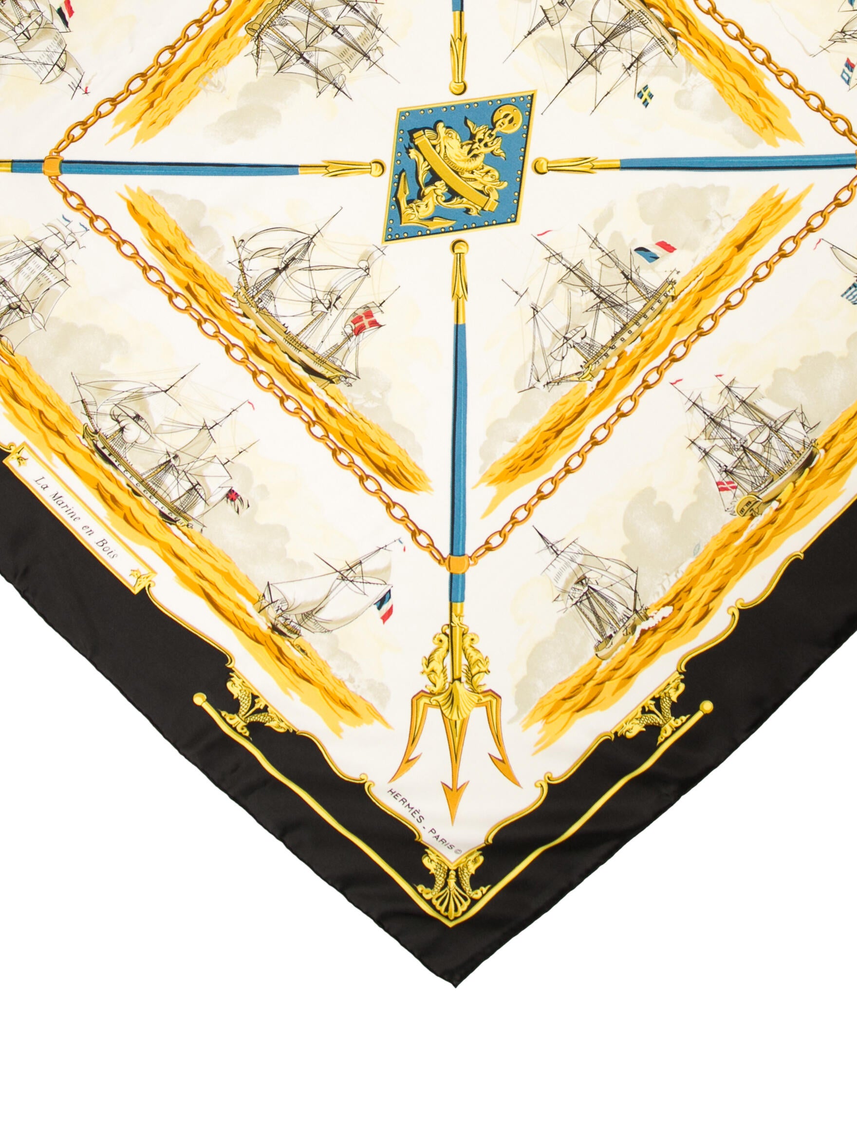 Hermès La Marine En Bois Silk Scarf