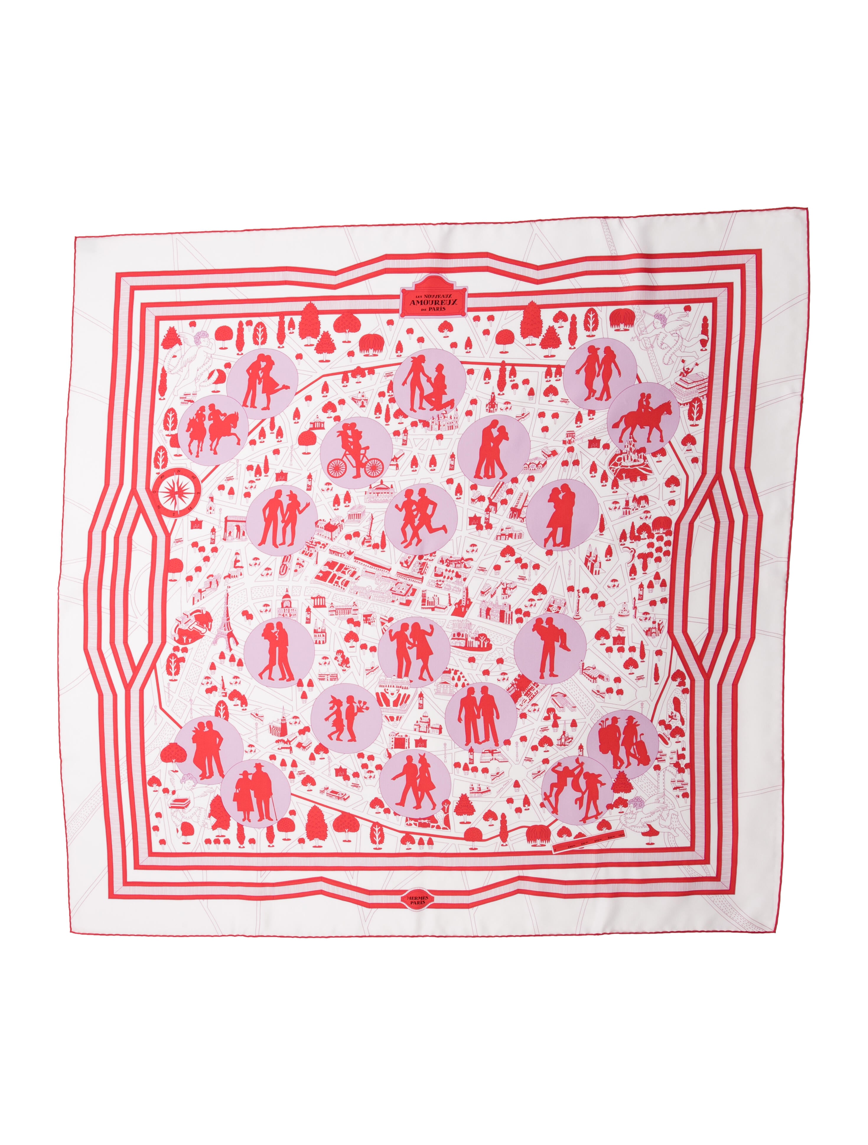 Hermès Les Nouveaux Amoureux de Paris Silk Scarf