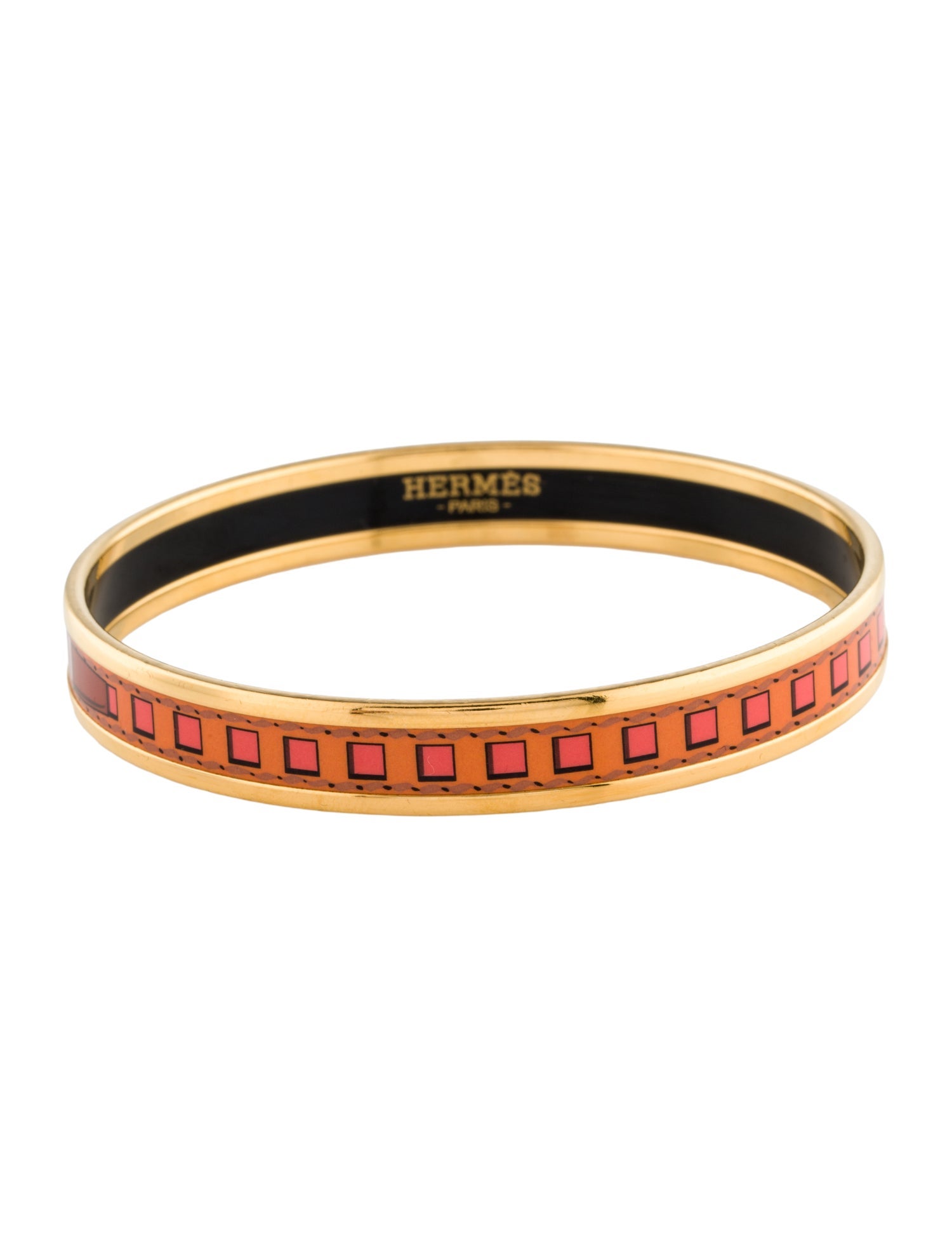 Hermès Enamel Narrow Bangle Bracelet