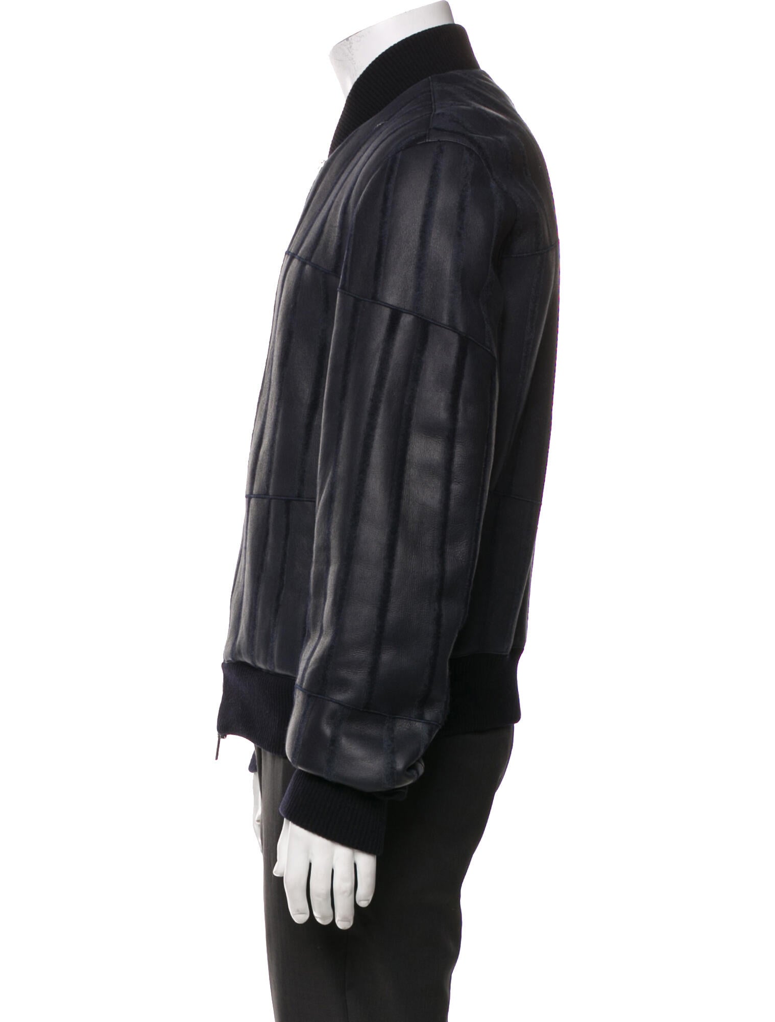 Hermès Leather Striped Bomber Jacket