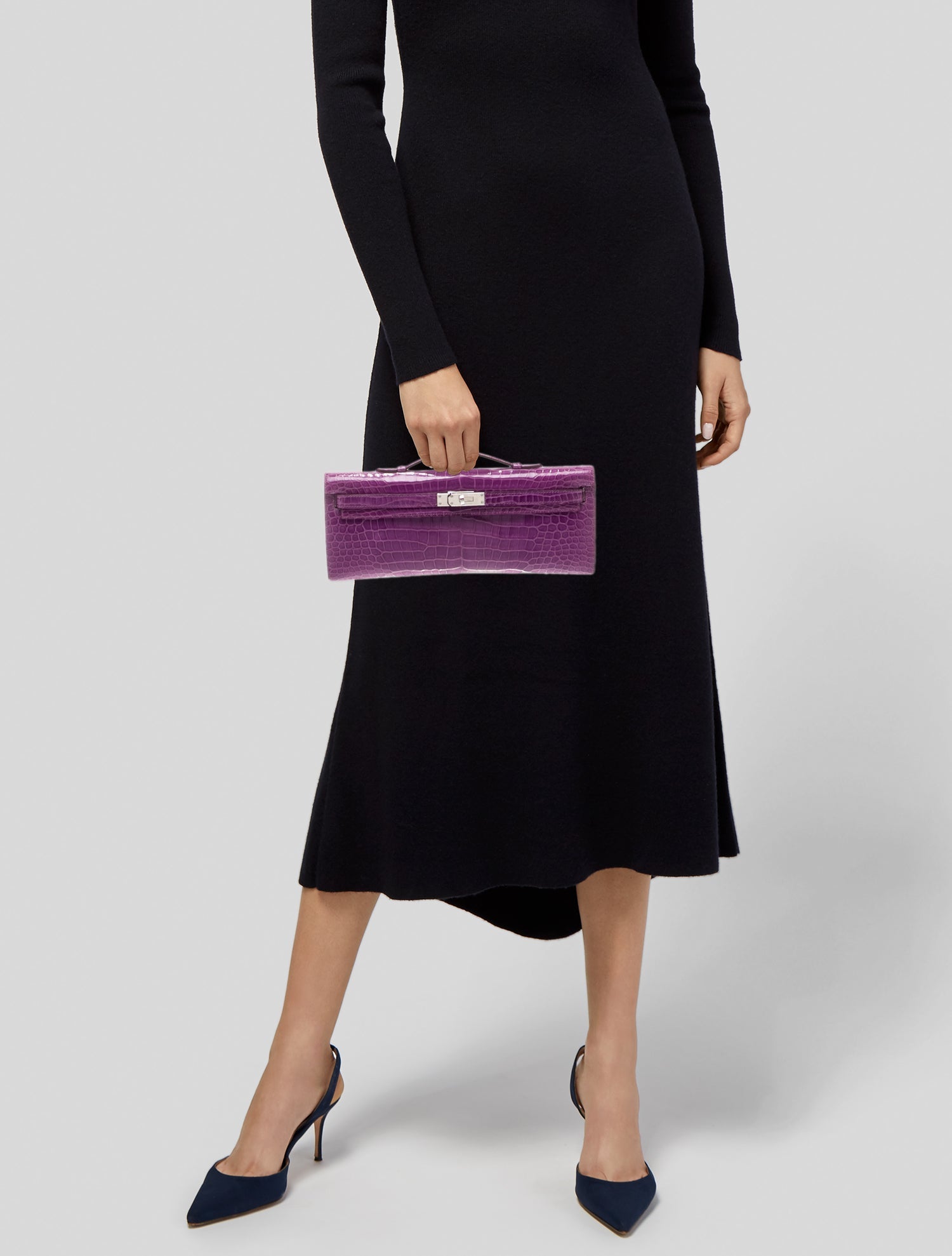 Hermès Shiny Porosus Crocodile Kelly Cut Clutch