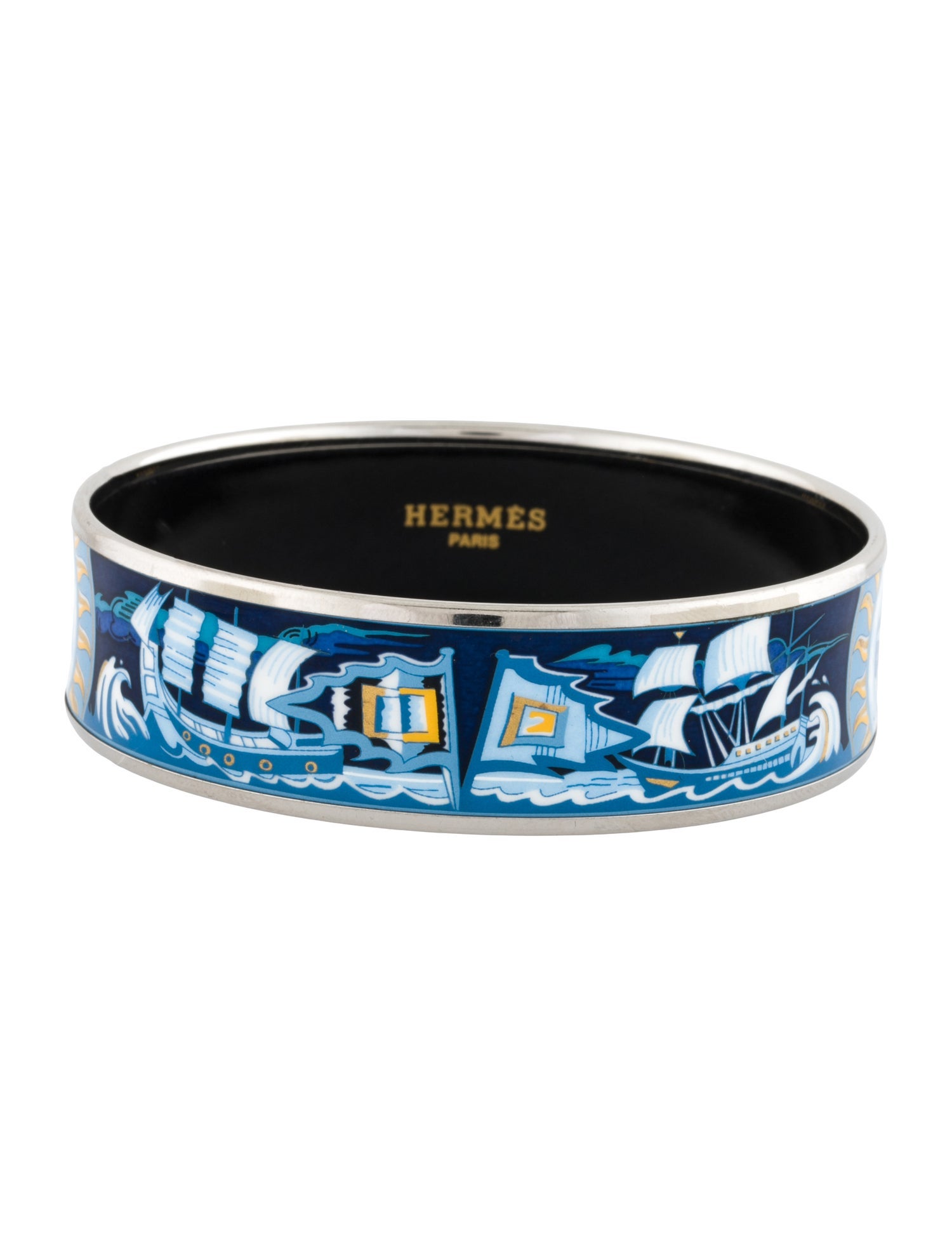 Hermès Wide Enamel Bangle Bracelet