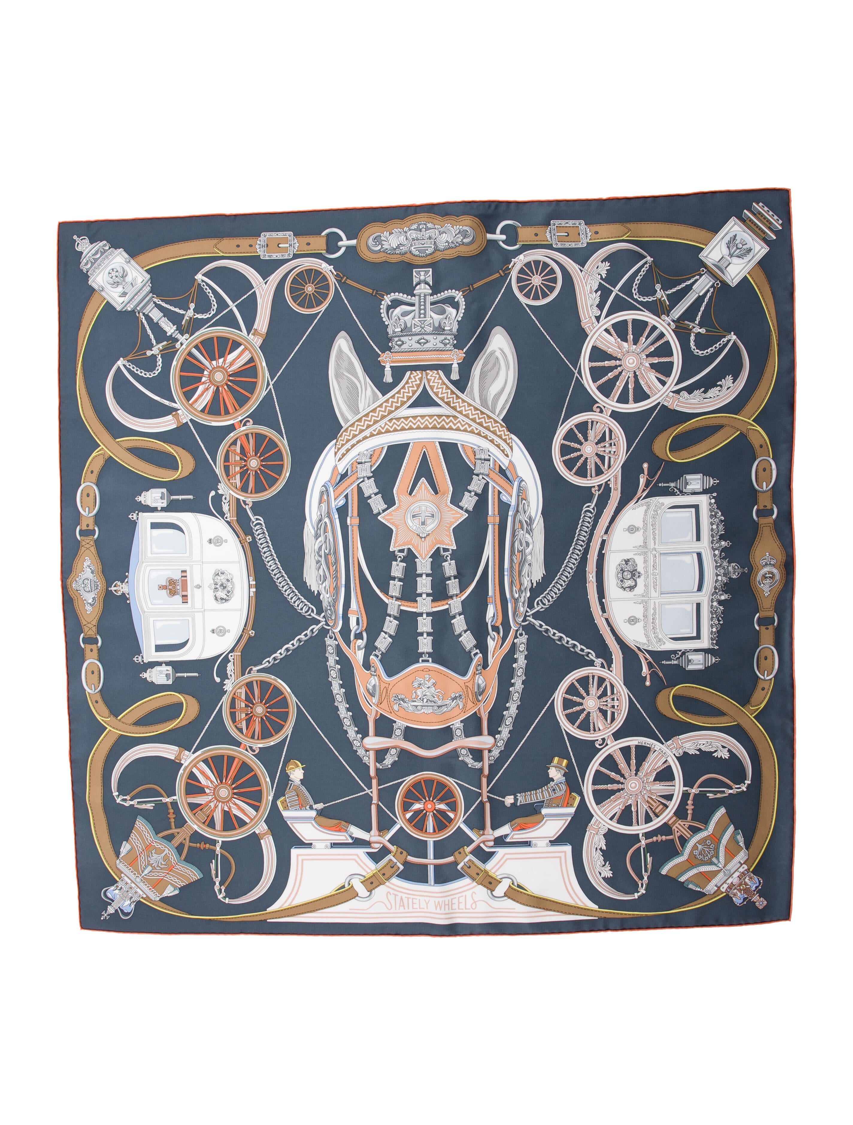 Hermès Stately Wheels Silk Scarf