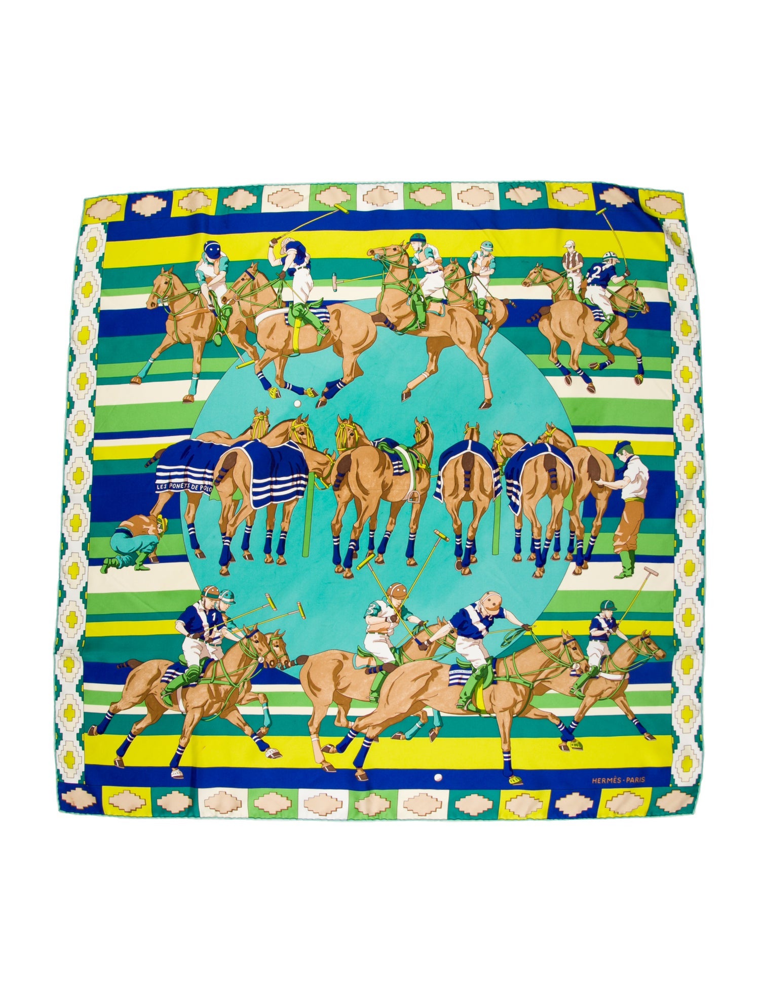 Hermès Les Poneys De Polo Silk Scarf