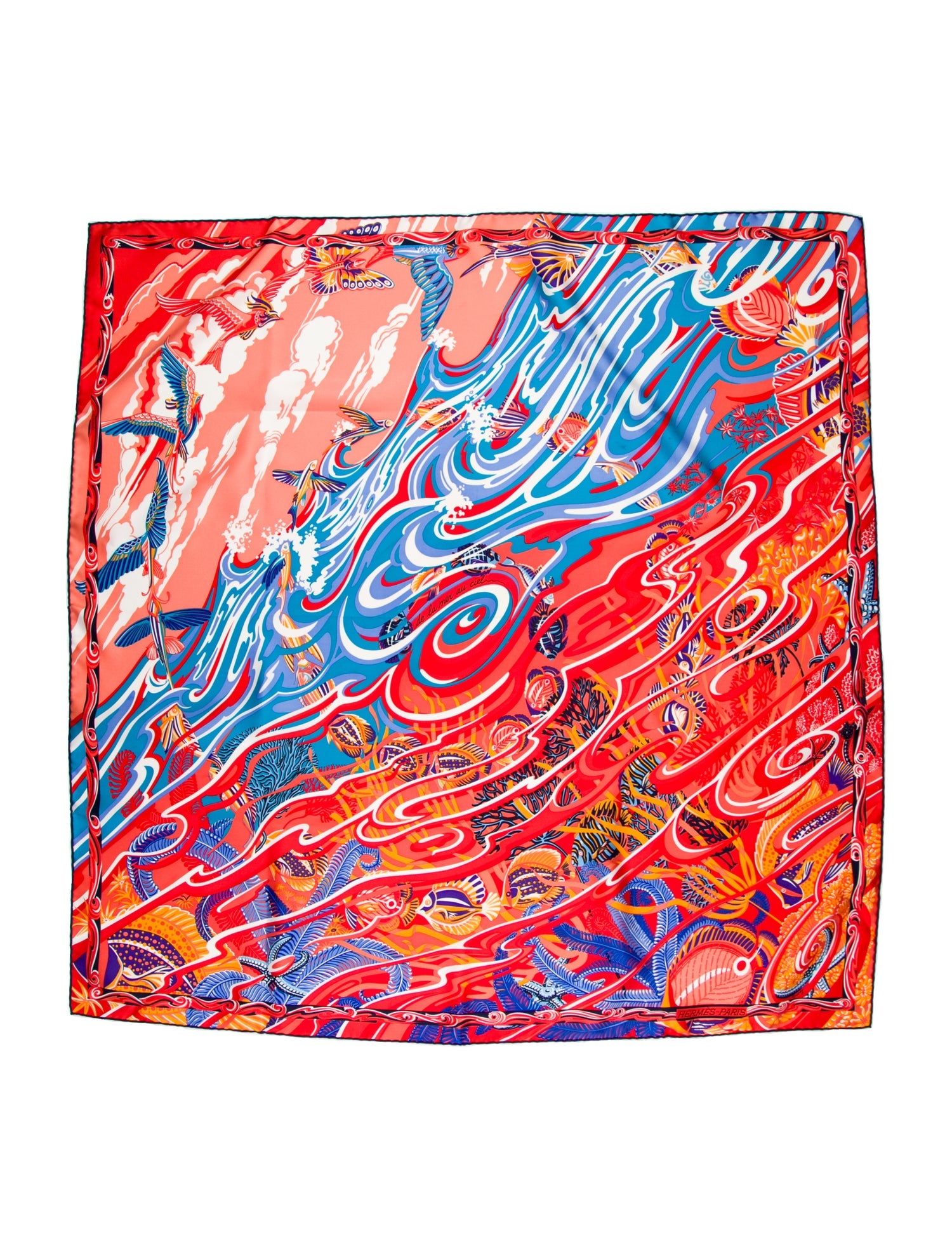 Hermès De La Mer Au Ciel Silk Scarf