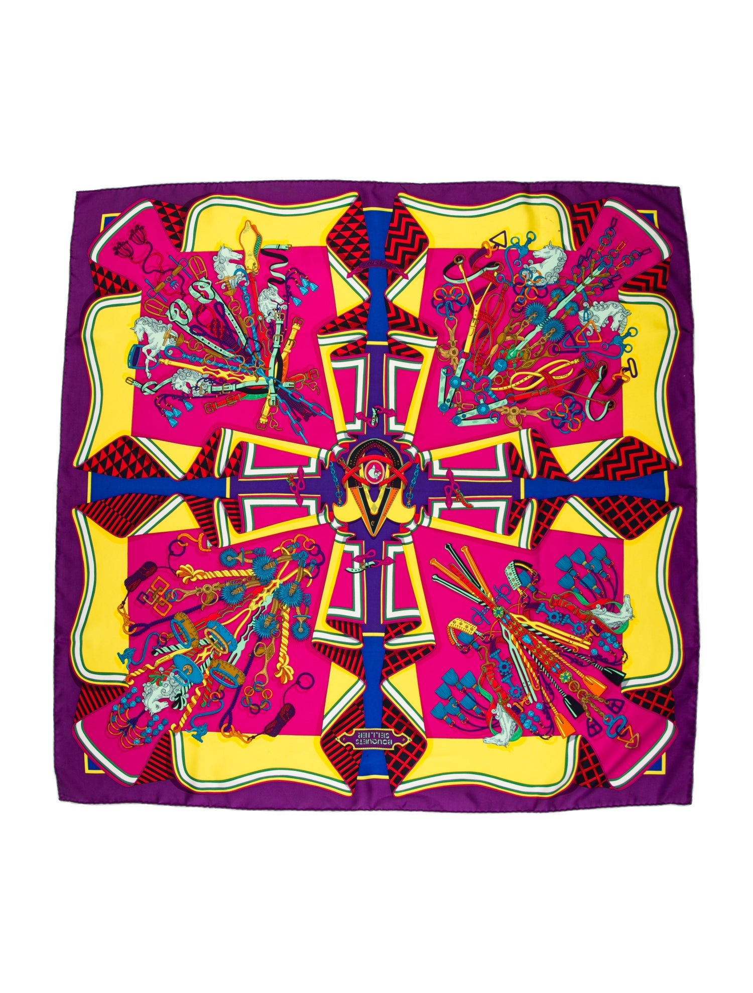 Hermès Bouquets Sellier Silk Scarf