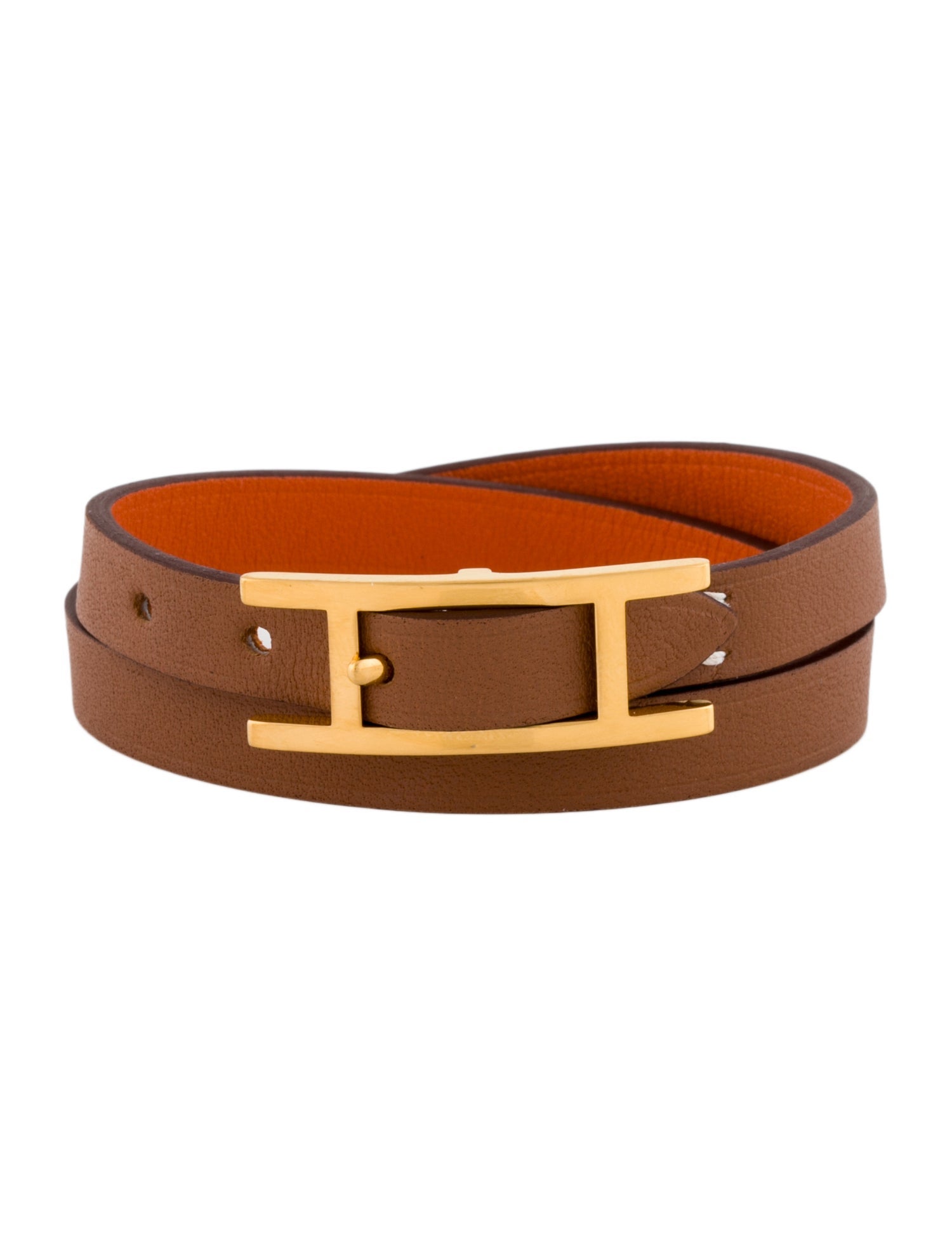 Hermès Leather Behapi Double Tour Wrap Bracelet