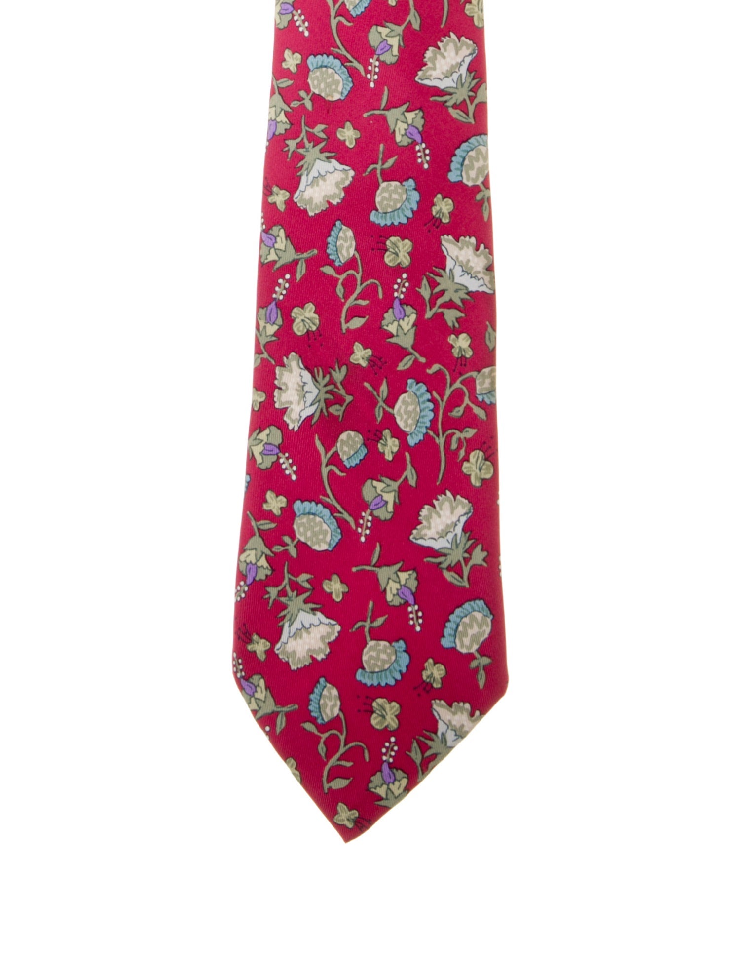 Hermès Silk Tie With Floral Pattern Prints