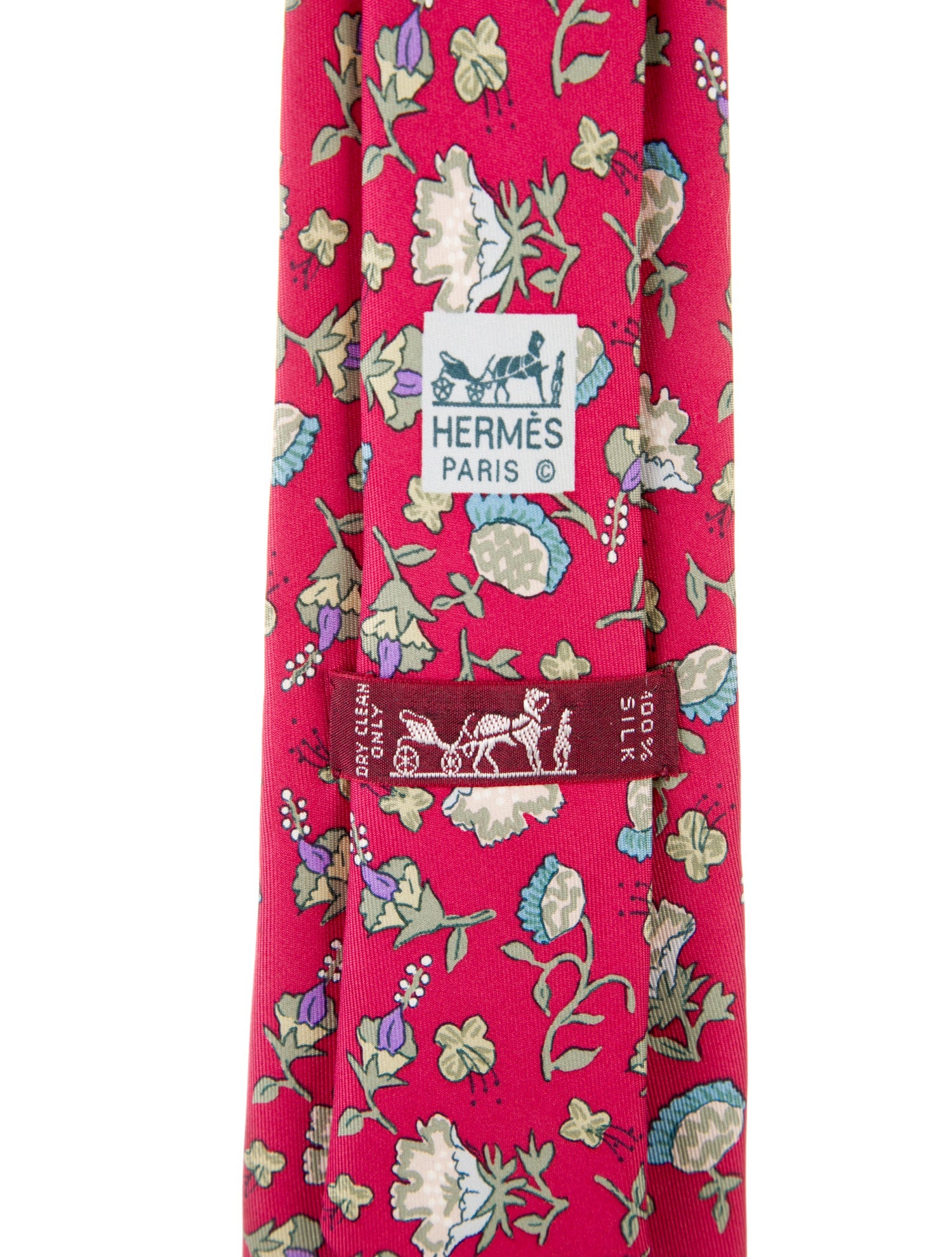 Hermès Silk Tie With Floral Pattern Prints