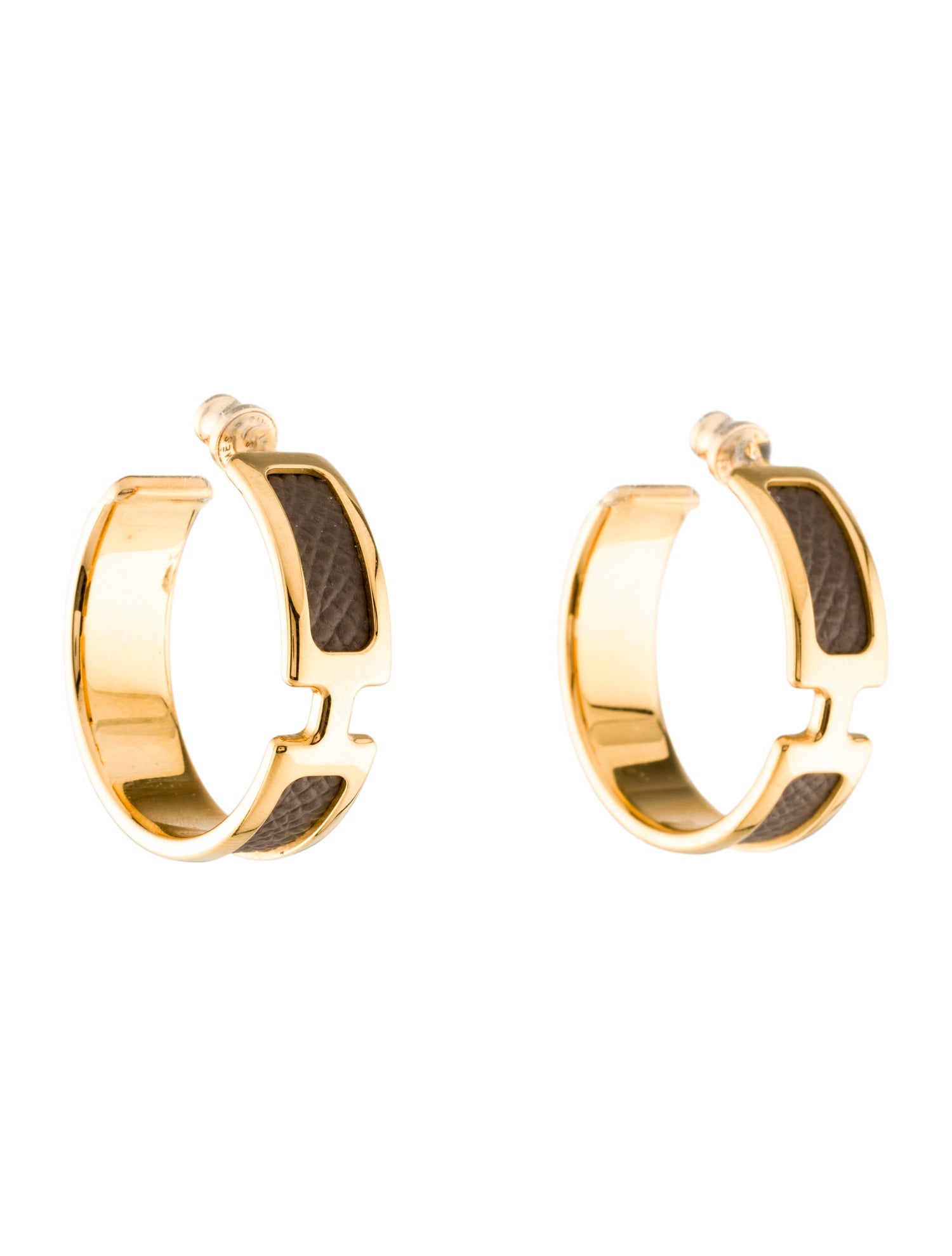 Hermès Leather Olympe Hoop Earrings