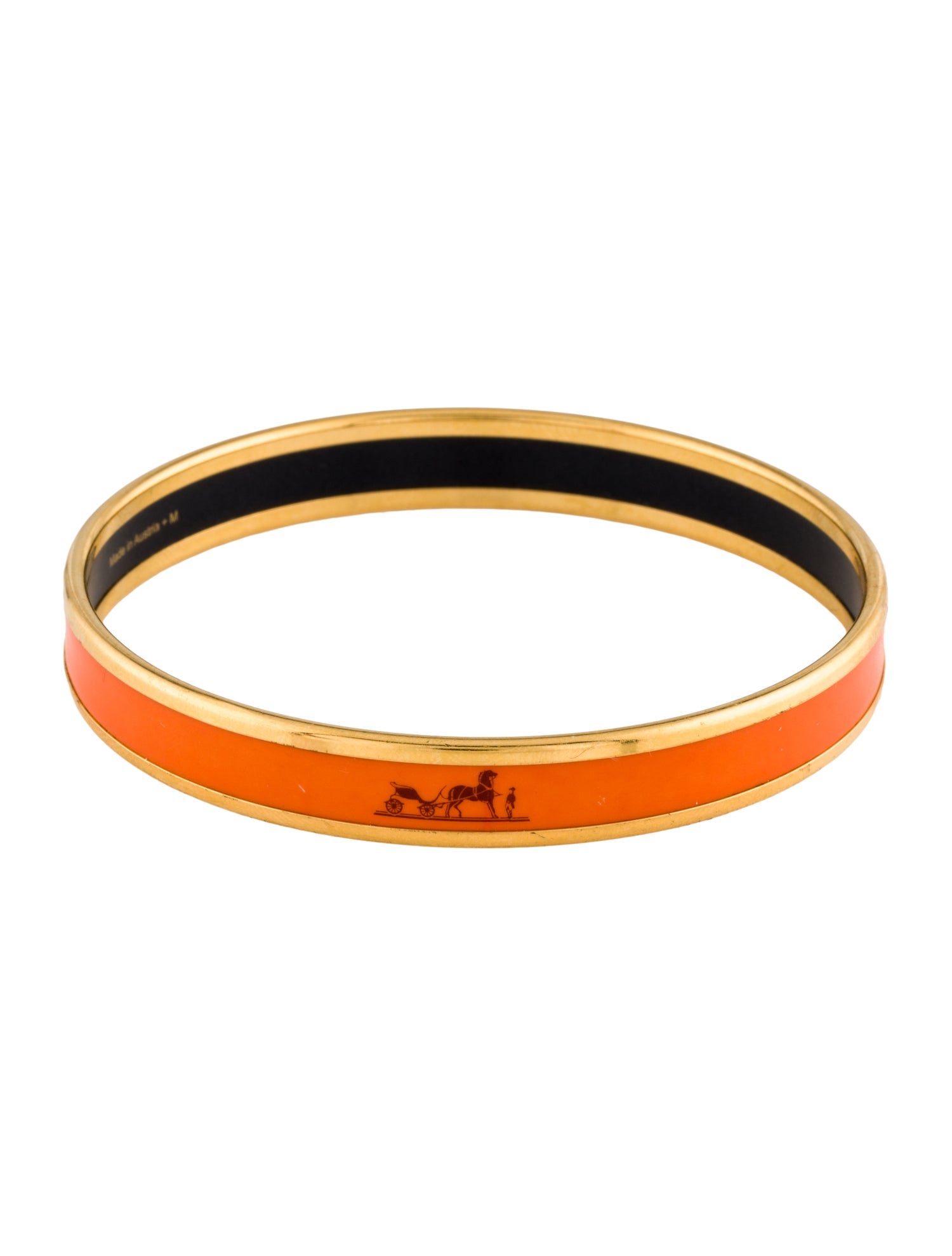 Hermès Caleche Narrow Enamel Bangle Bracelet