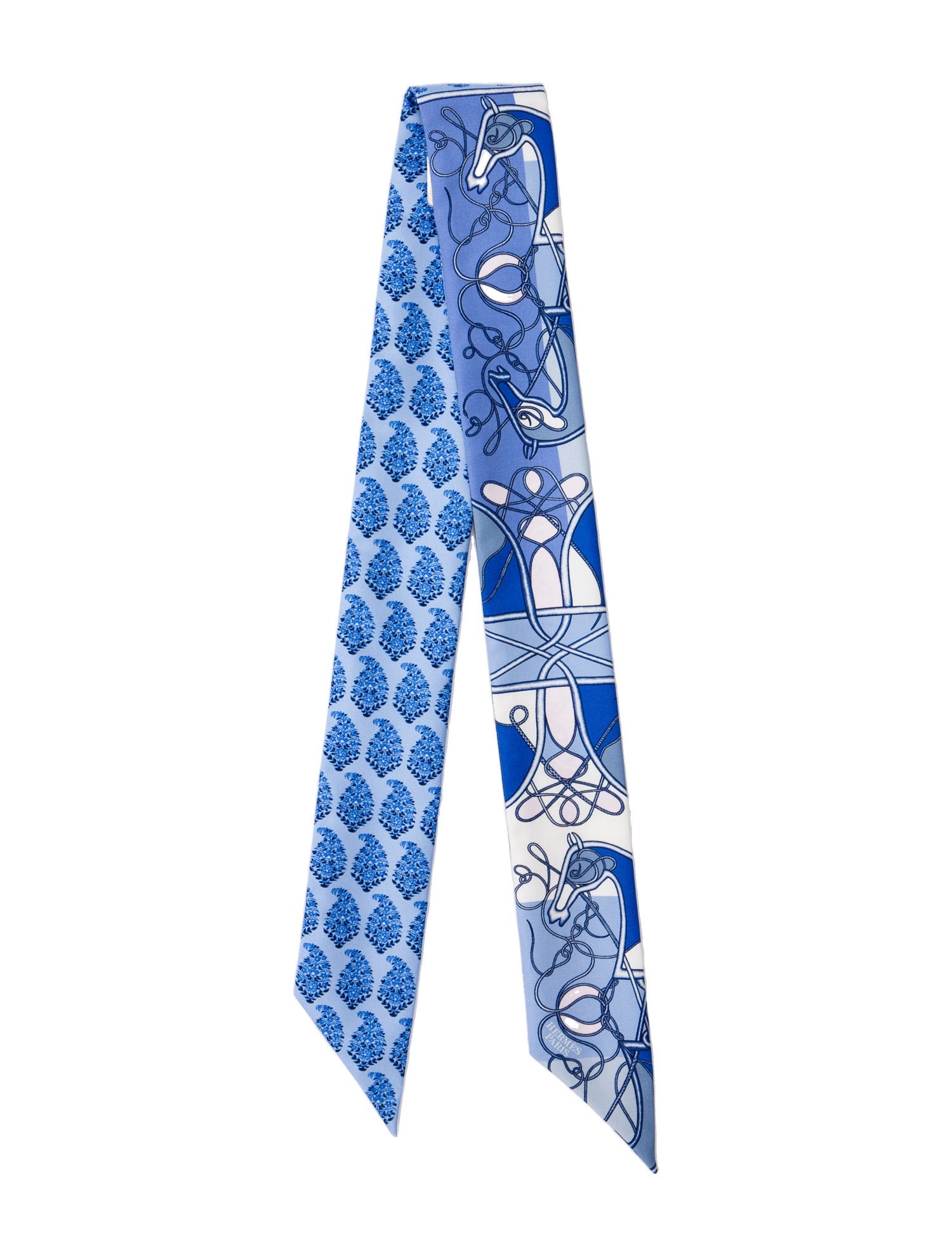 Hermès Coup de Fouet au Bloc Silk Twilly Scarf