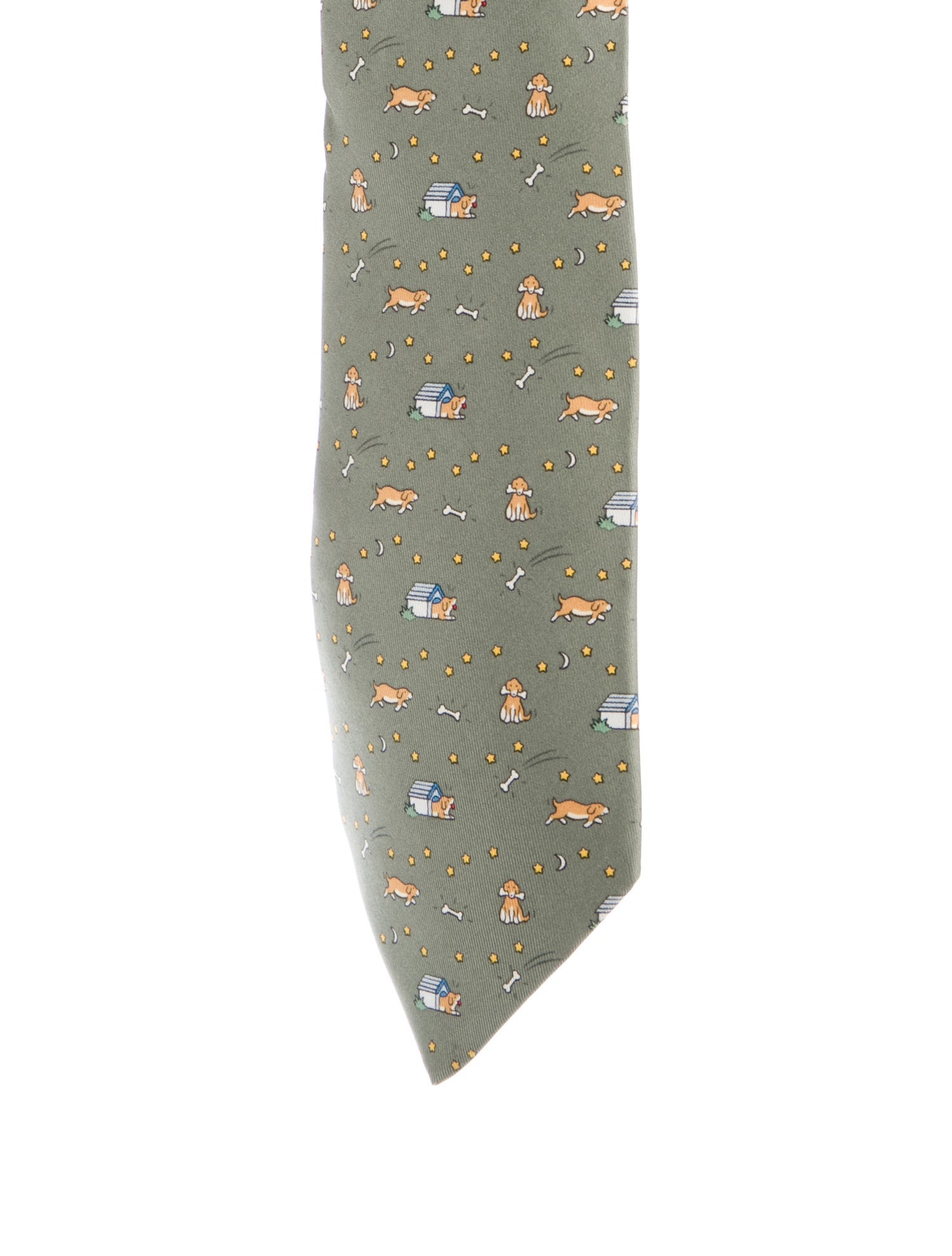 Hermès Silk Tie With Dog Pattern Prints