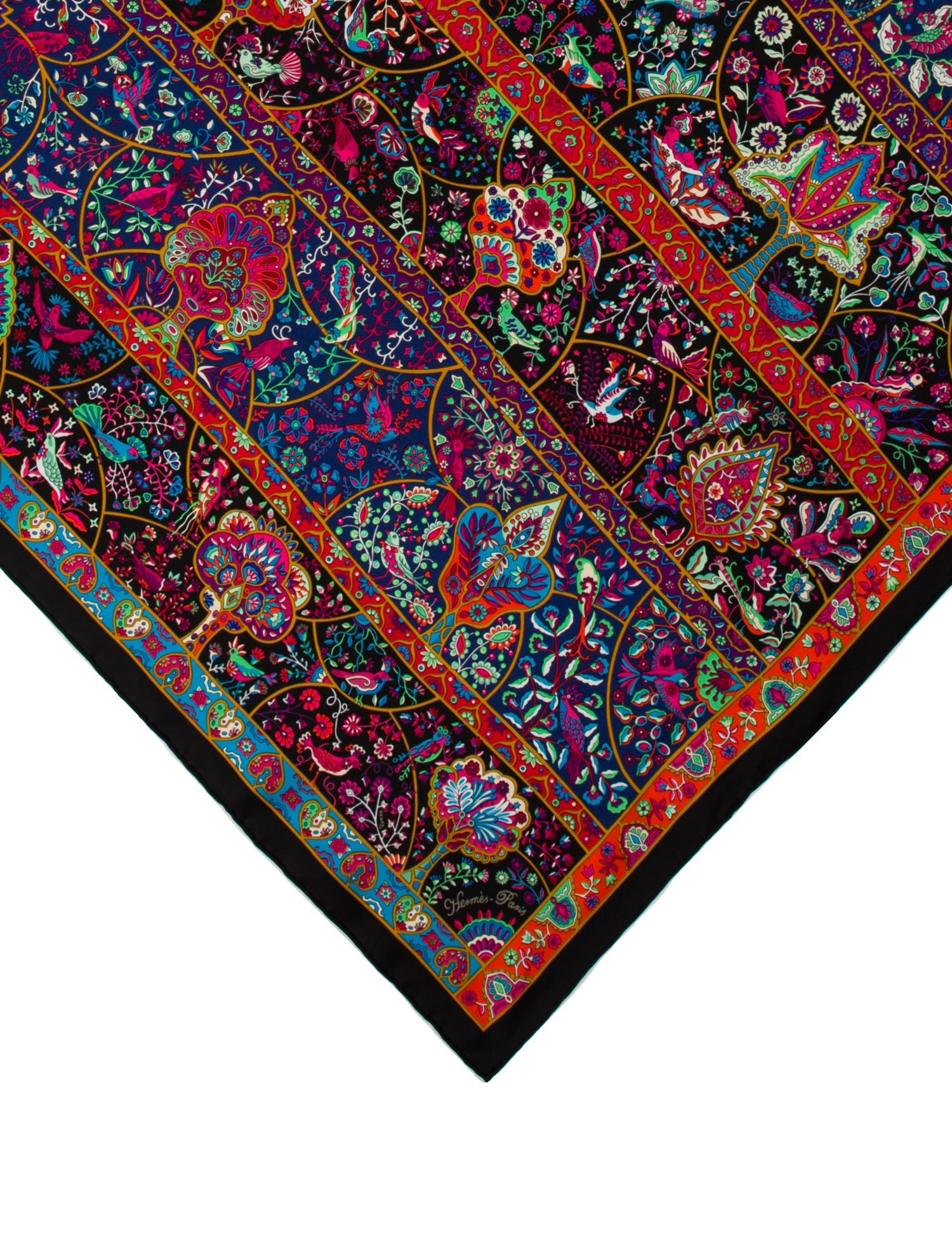 Hermès Au Pays des Oiseaux Fleurs Silk Scarf