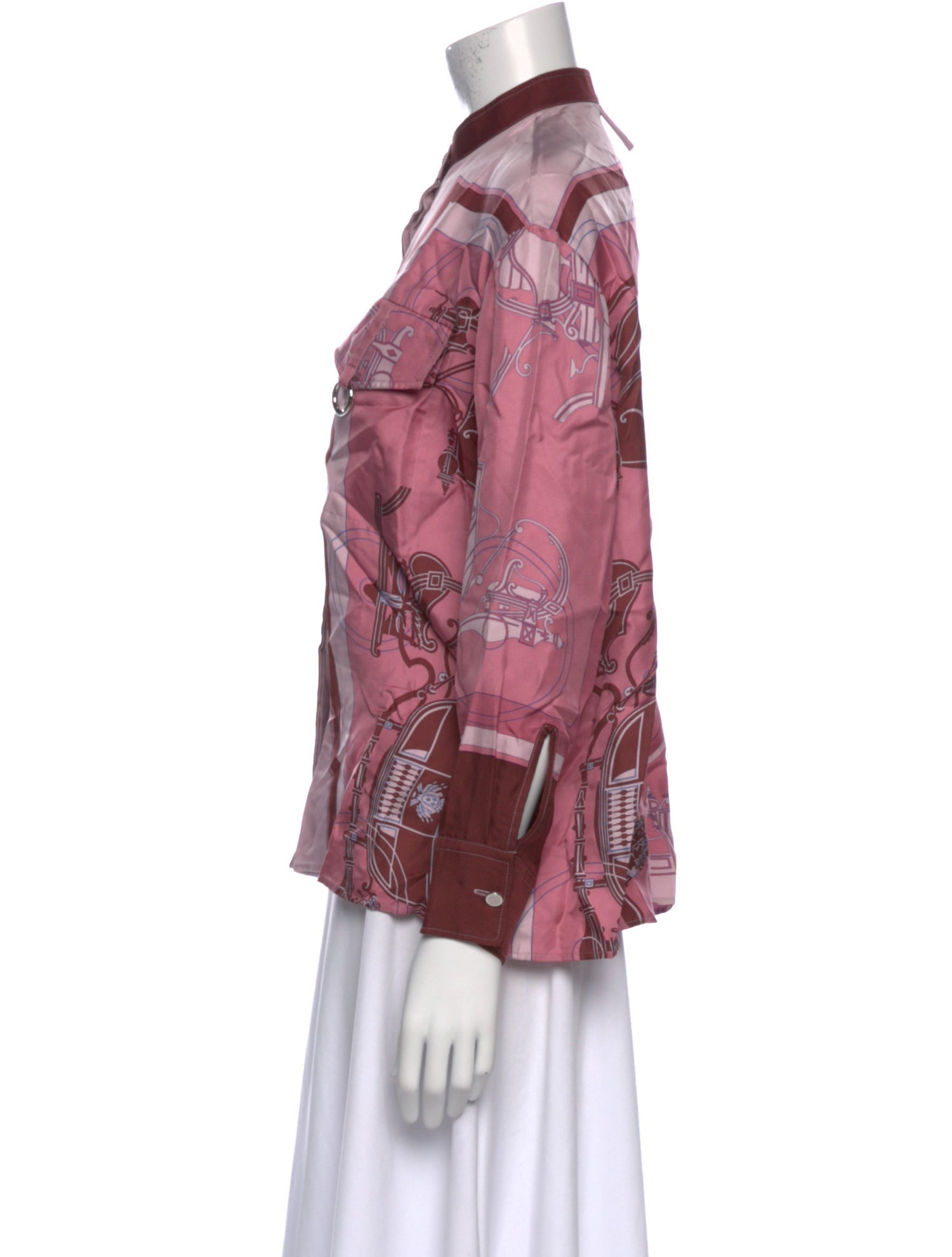 Hermès Silk Printed Button-Up Top