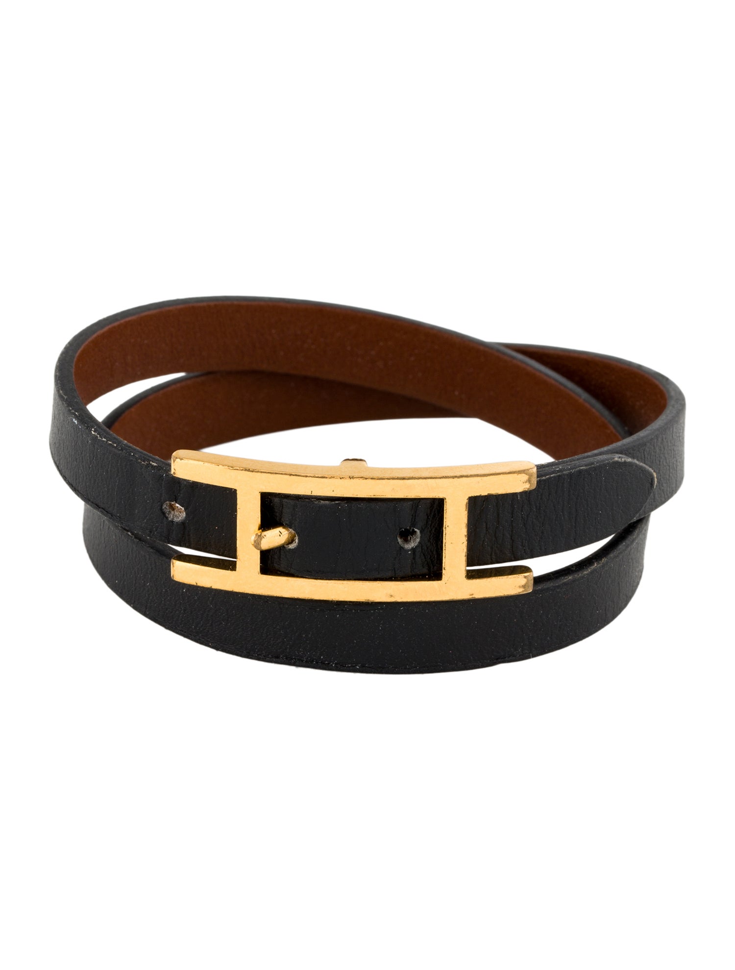 Hermès Behapi Double Tour Leather Wrap Bracelet