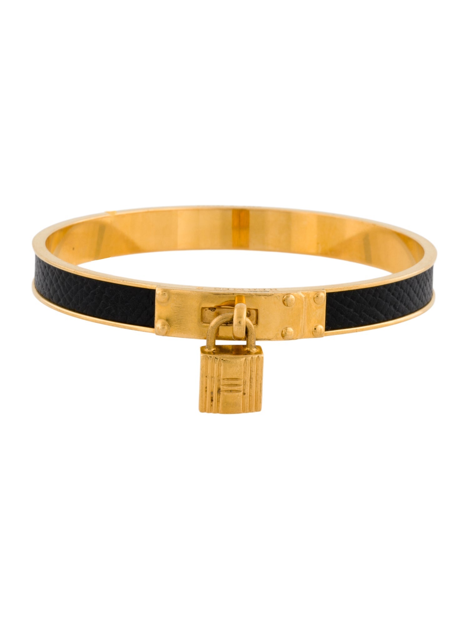 Hermès Leather Kelly Cadena Lock Bangle Bracelet