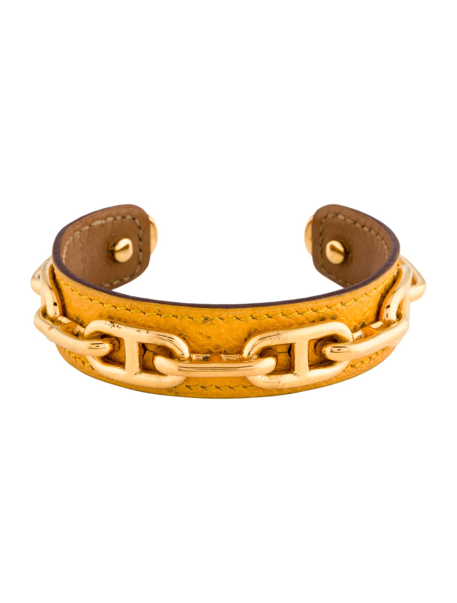 Hermès Leather Chaine D'Ancre Cuff Bracelet