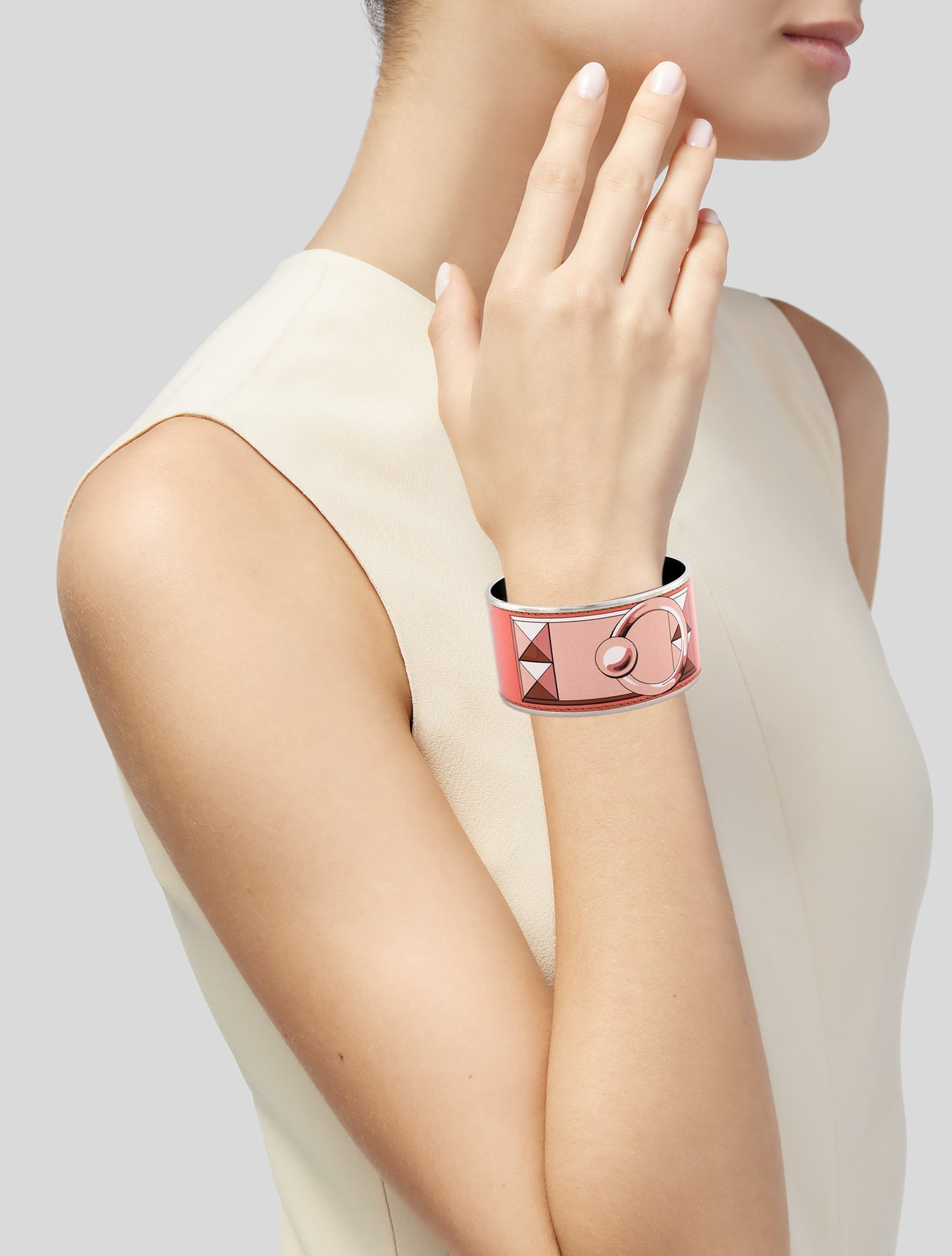 Hermès Extra Wide Enamel Bangle Bracelet