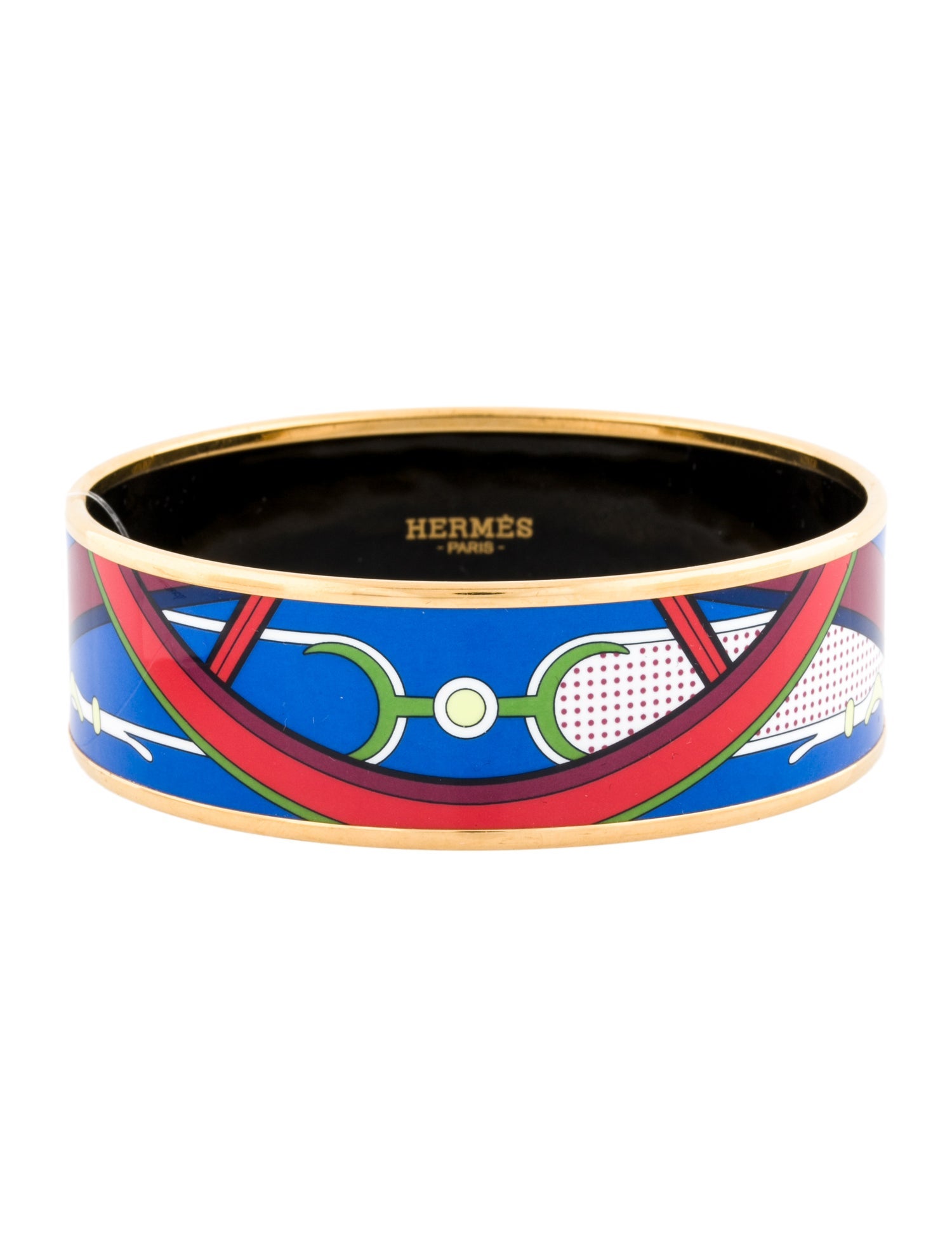 Hermès Wide Enamel Bangle Bracelet