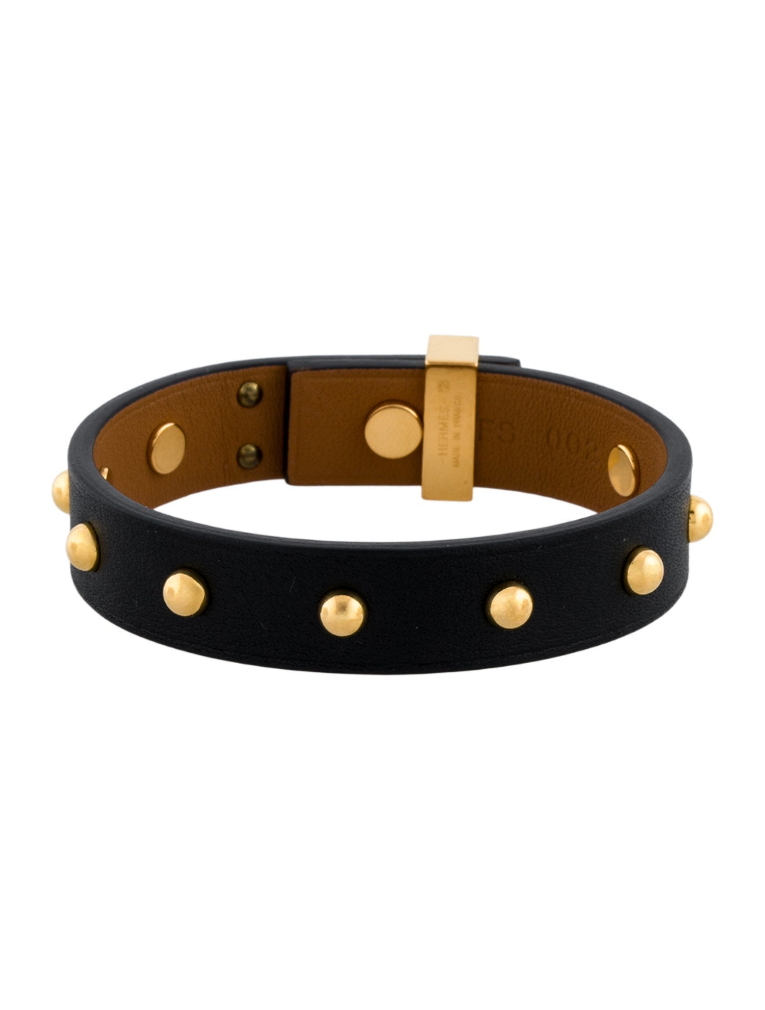 Hermès Leather Mini Dog Clous Rounds Wrap Bracelet