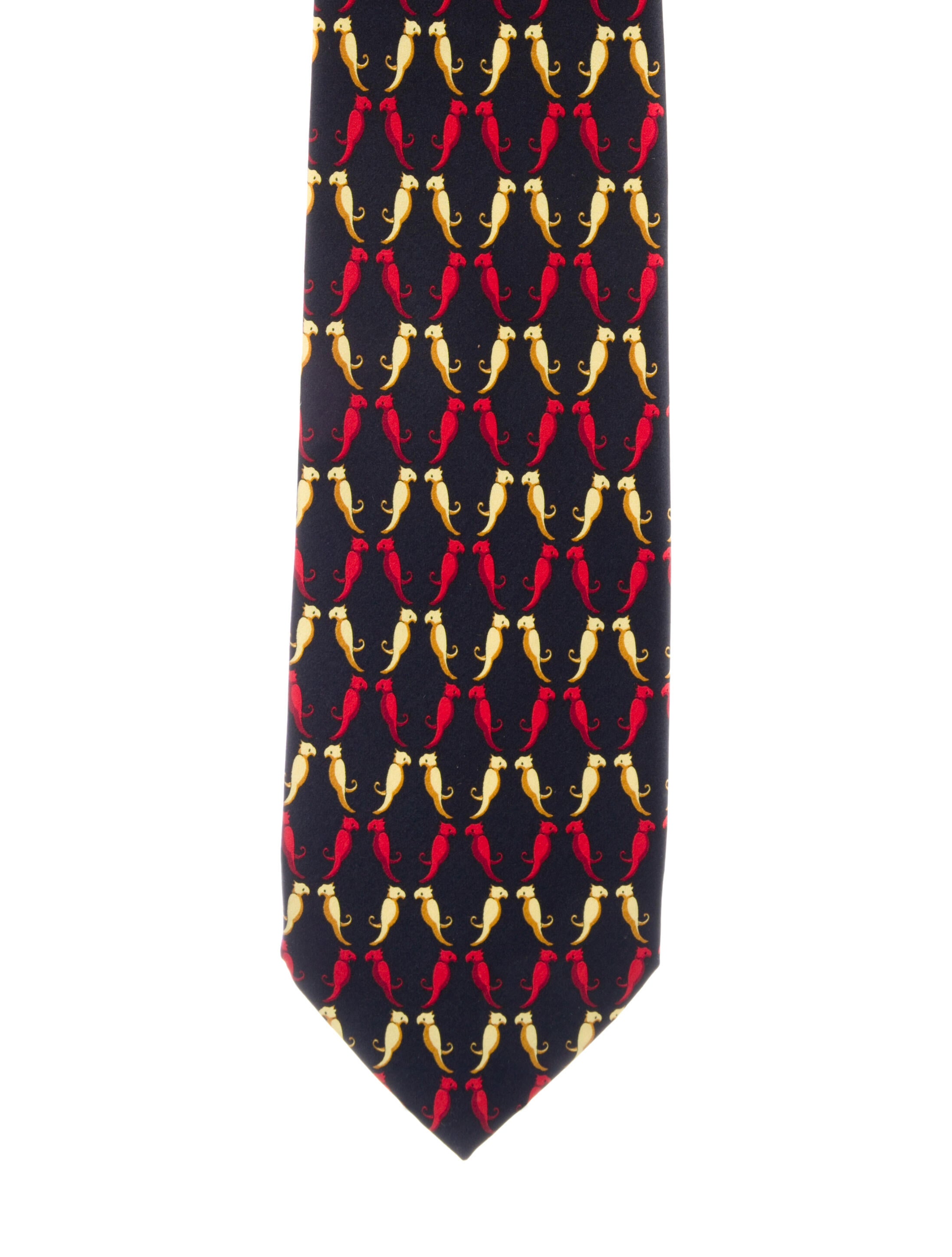 Hermès Silk Tie With Birds Pattern Prints