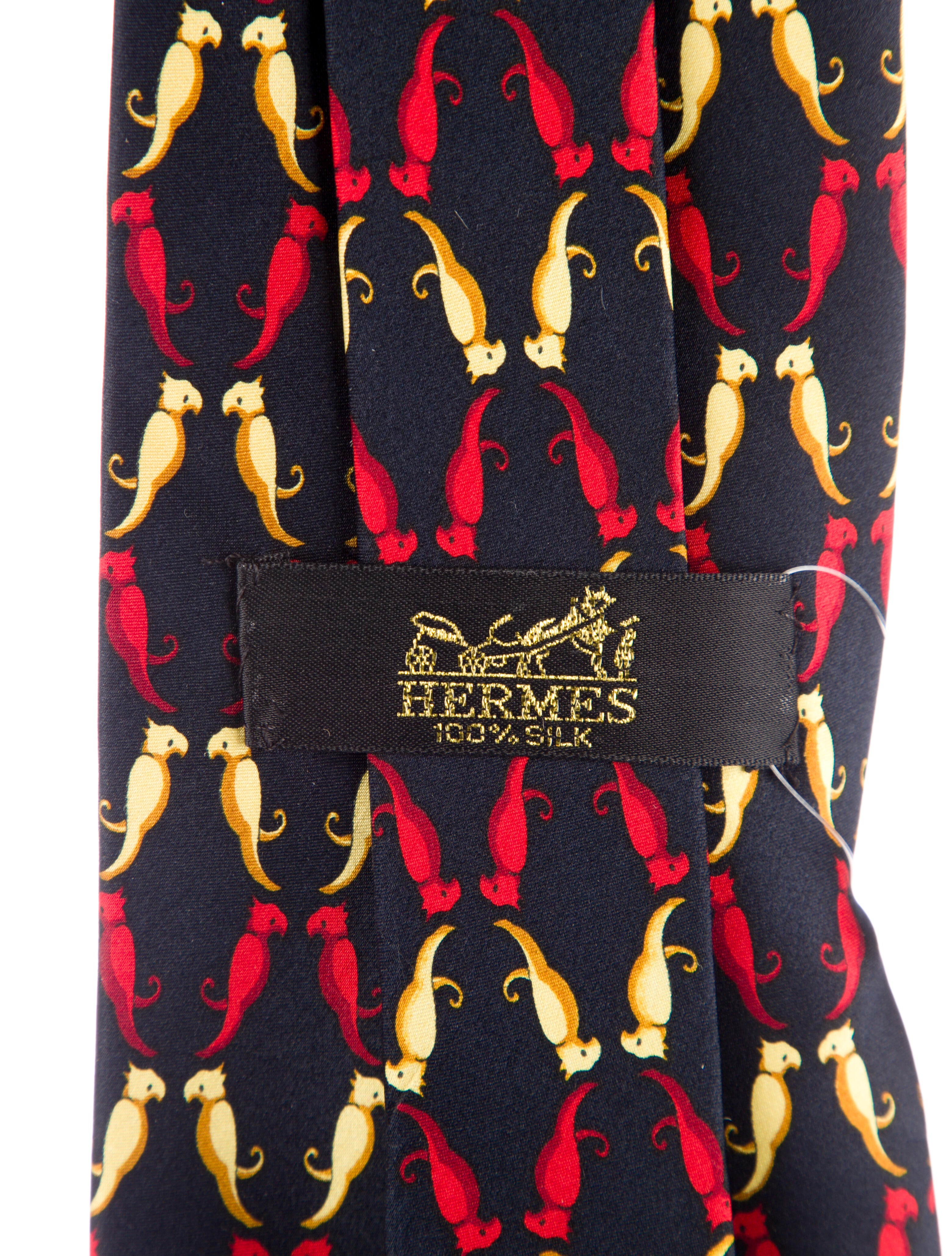 Hermès Silk Tie With Birds Pattern Prints