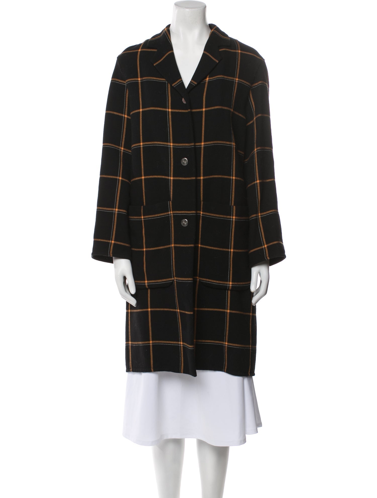 Hermès Virgin Wool Plaid Print Coat