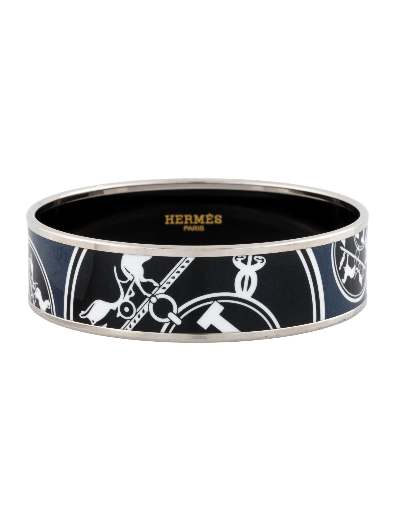 Hermès Wide Enamel Bangle Bracelet