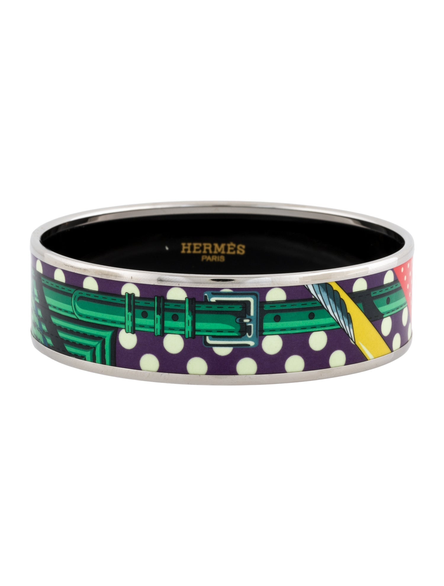 Hermès Wide Enamel Bangle Bracelet
