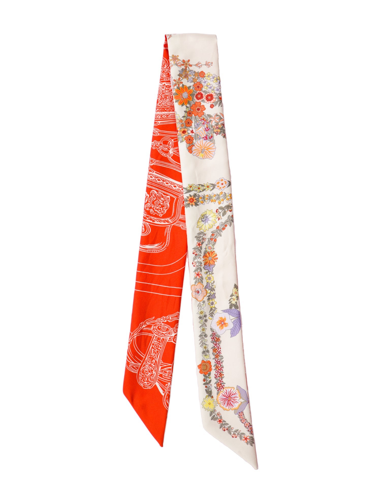 Hermès Brides de Gala en Fleurs Silk Twilly Scarf