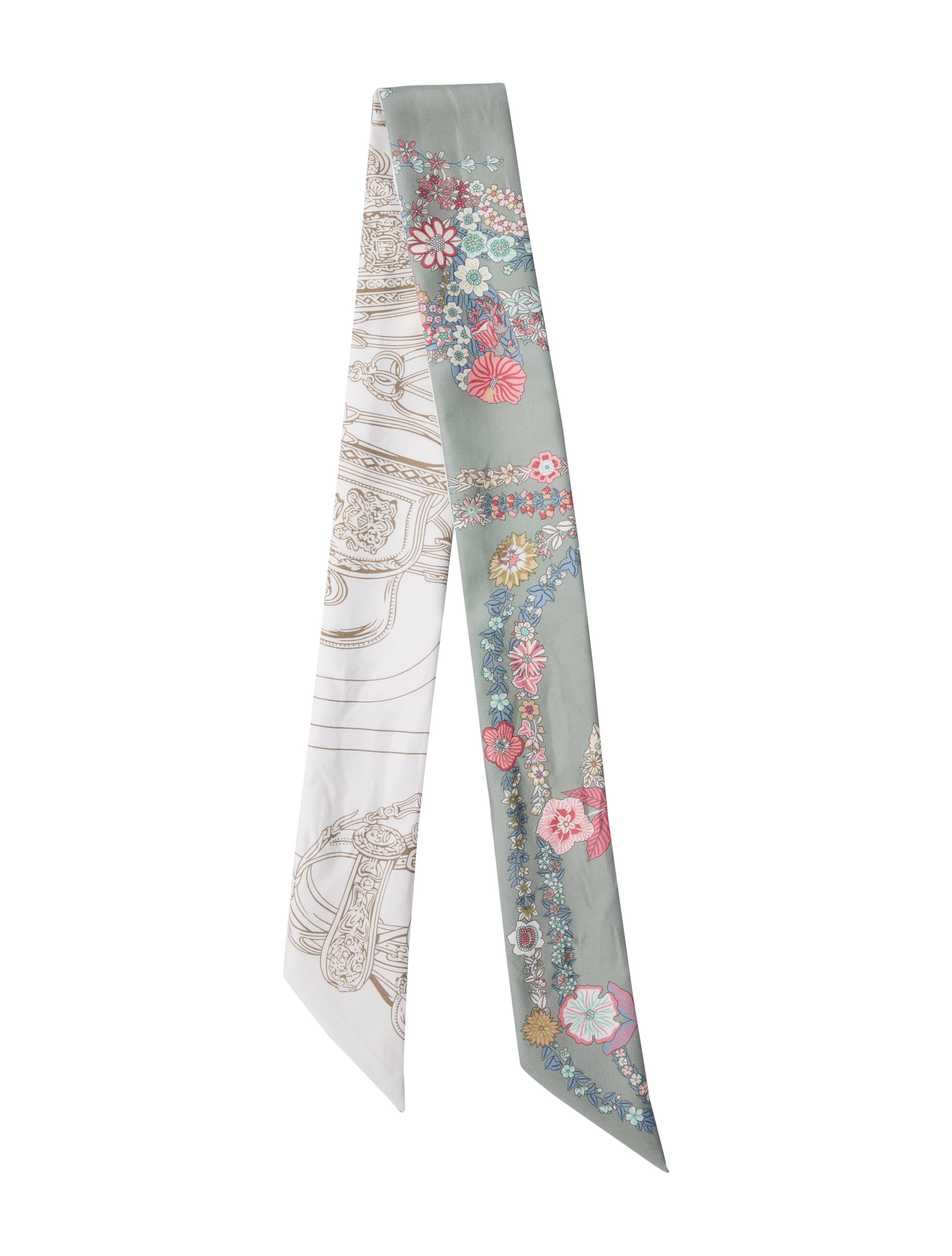 Hermès Brides de Gala en Fleurs Silk Twilly Scarf