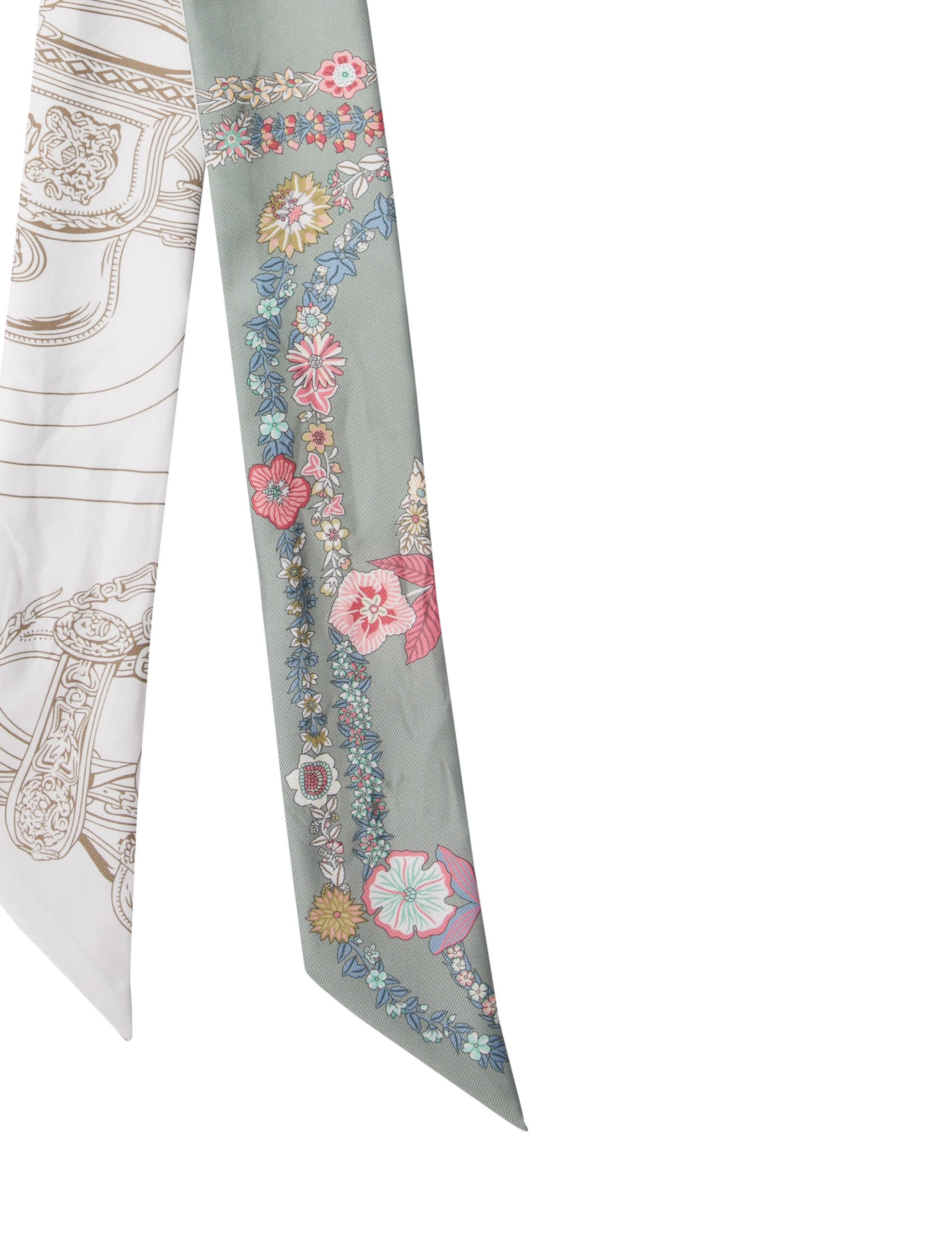 Hermès Brides de Gala en Fleurs Silk Twilly Scarf