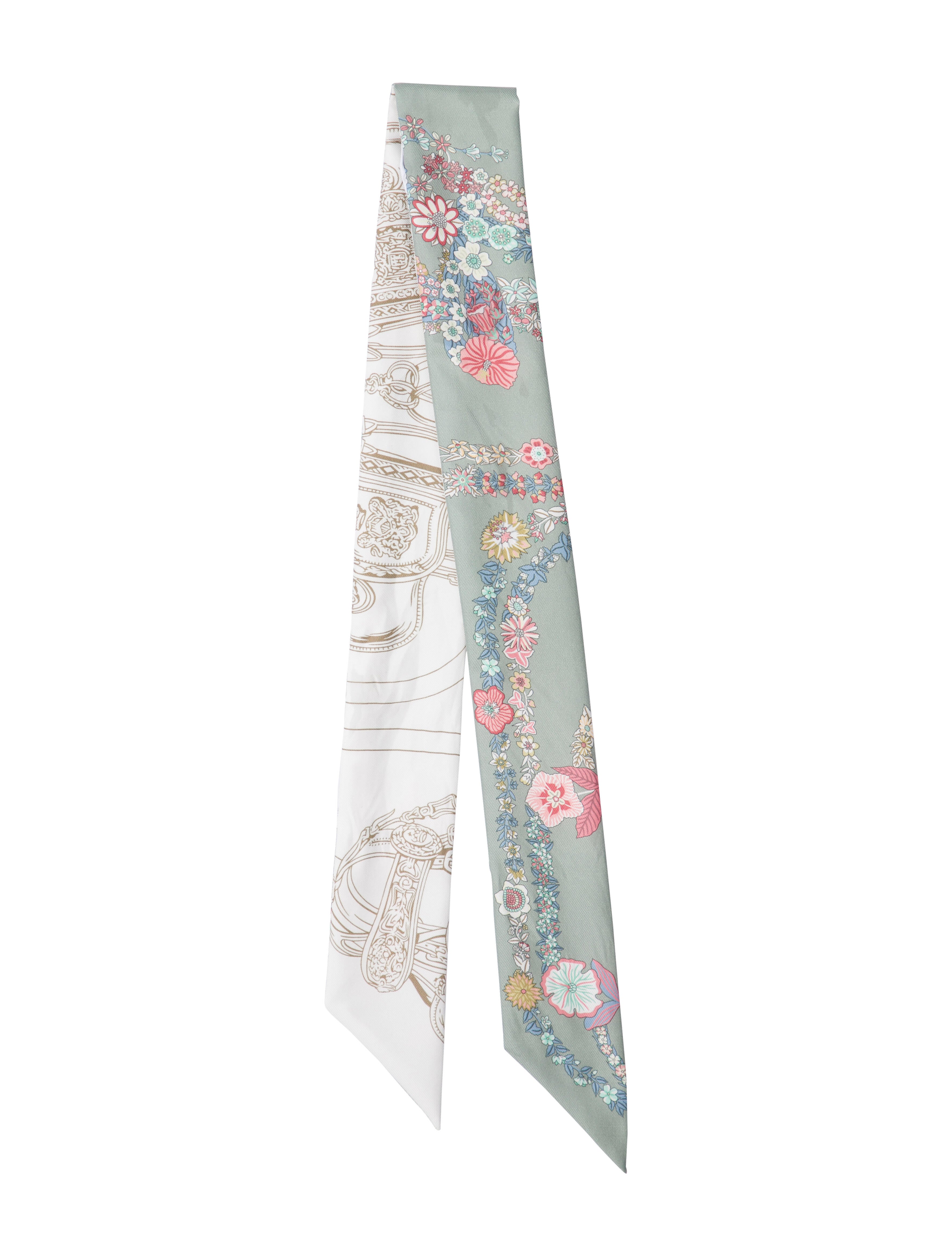 Hermès Brides de Gala en Fleurs Silk Twilly Scarf