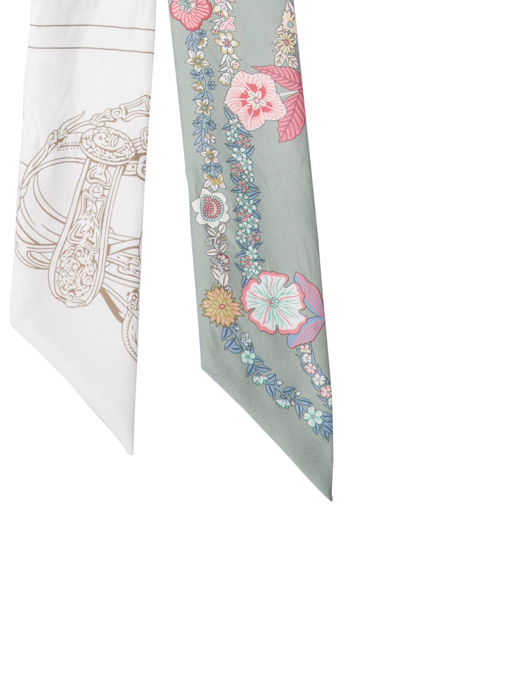 Hermès Brides de Gala en Fleurs Silk Twilly Scarf