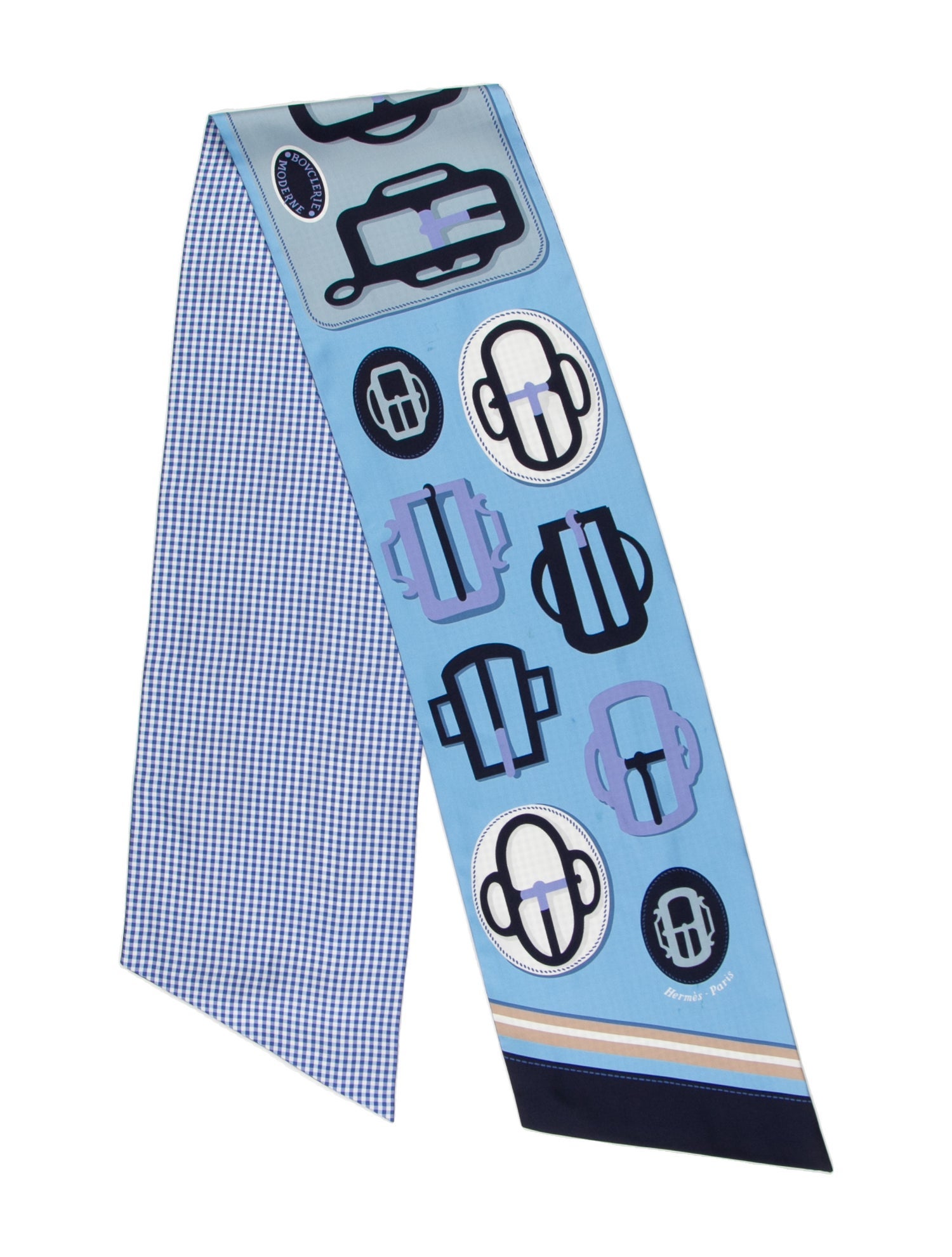 Hermès Bouclerie Moderne Vichy Maxi Cut Silk Twilly Scarf