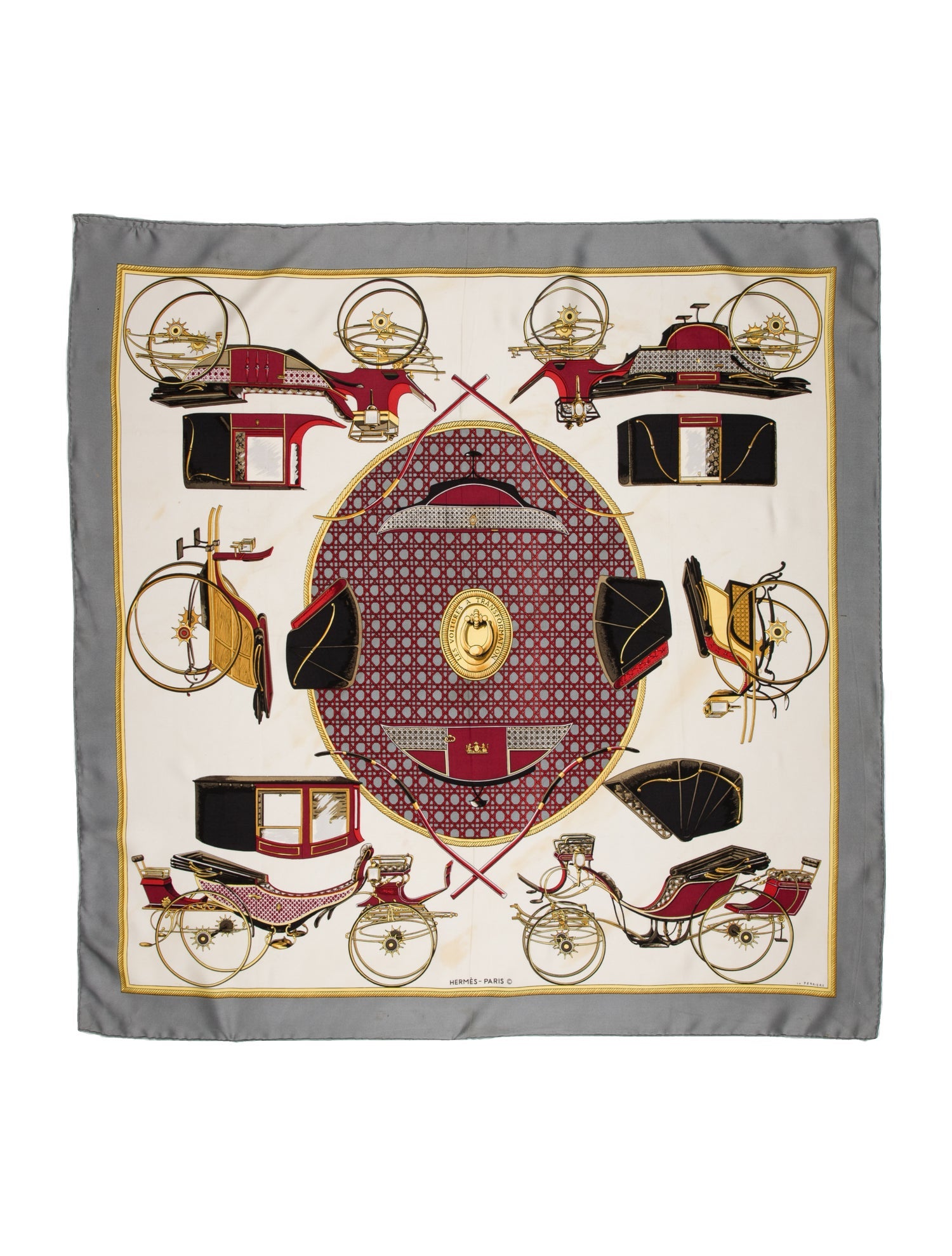 Hermès Les Voitures a Transformation Silk Scarf