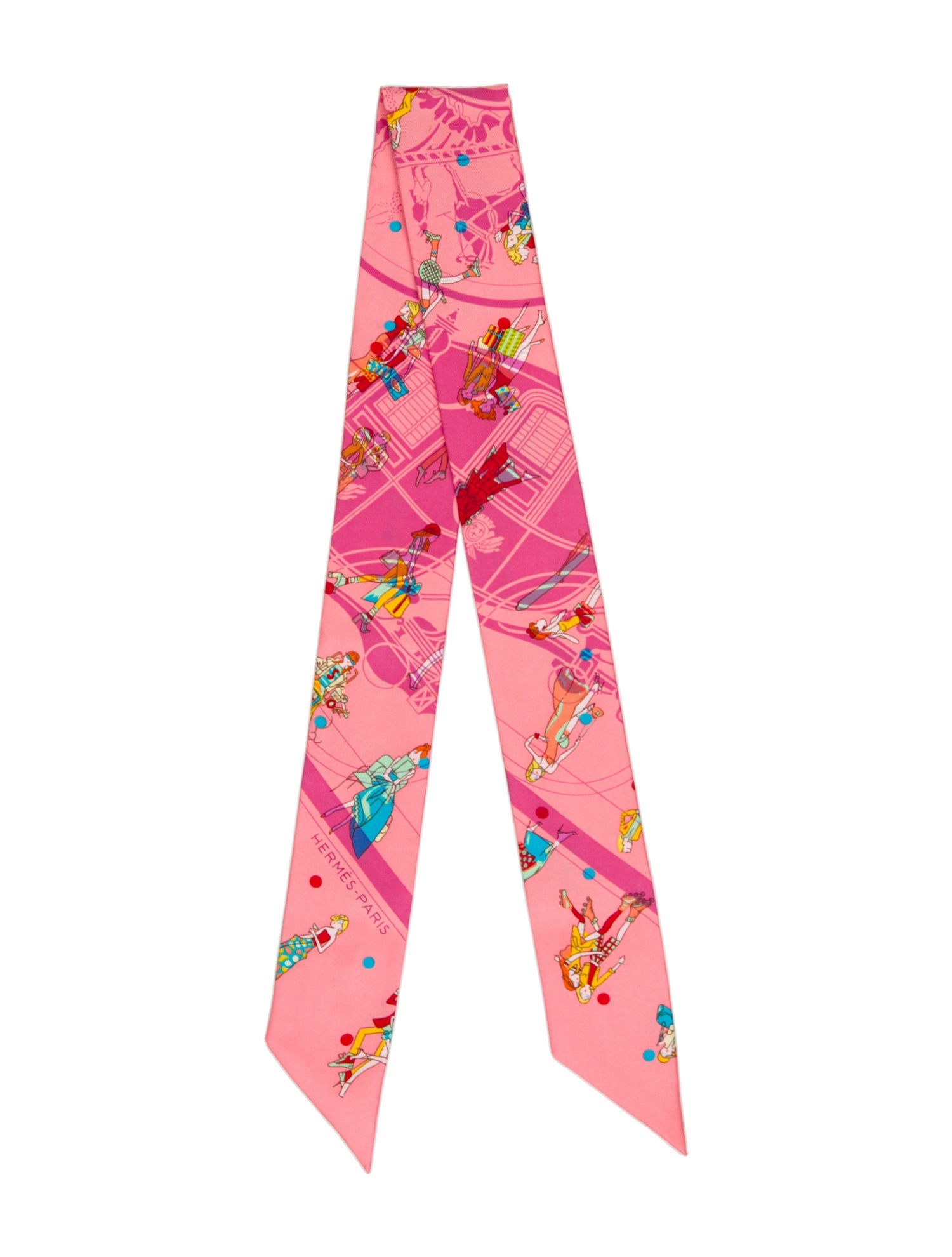 Hermès Ex-Libris Les Parisie Silk Twilly Scarf