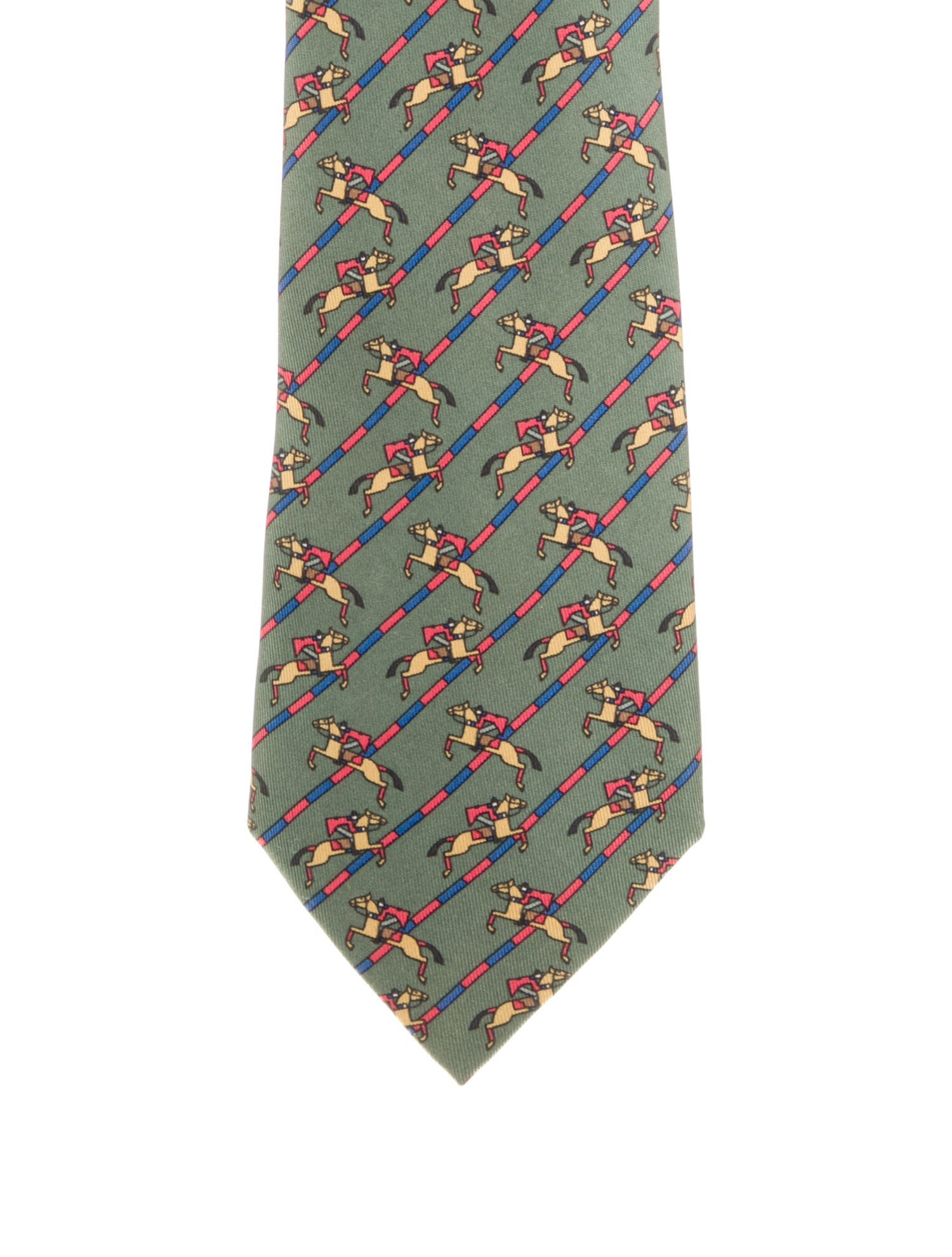 Hermès Equestrian Themed Silk Designer Necktie