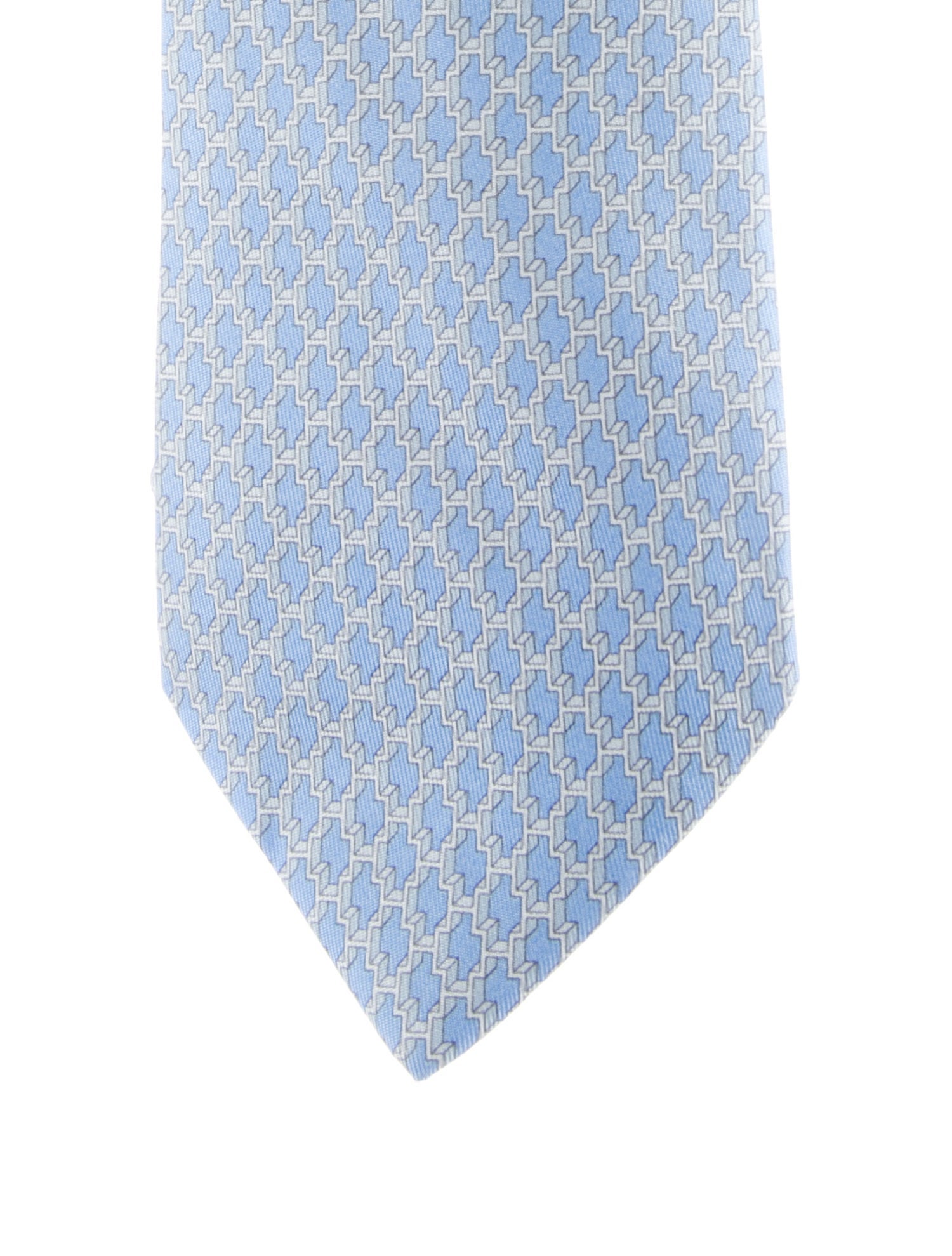 Hermès men blue pattern print tie