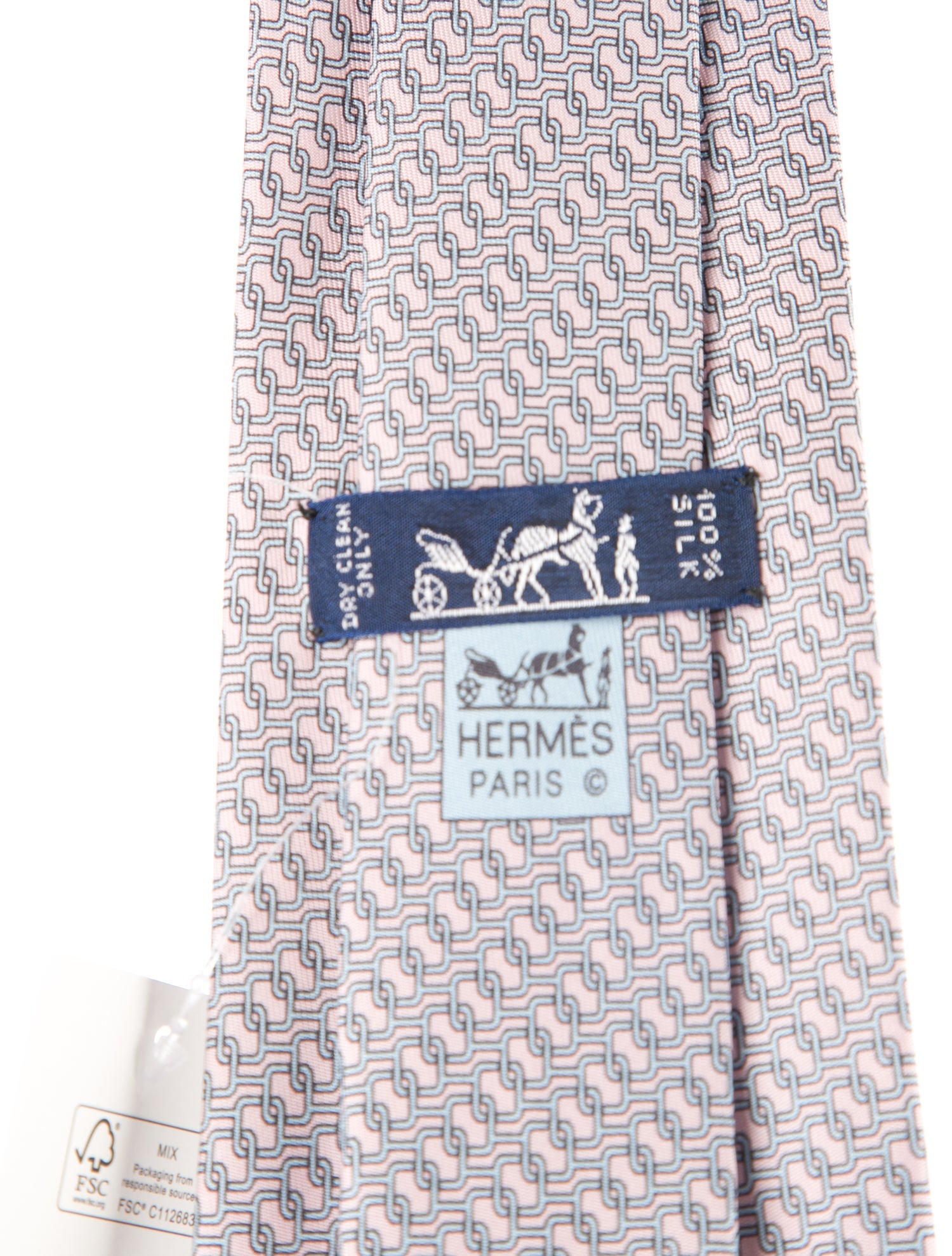 Hermès men pink pattern print tie